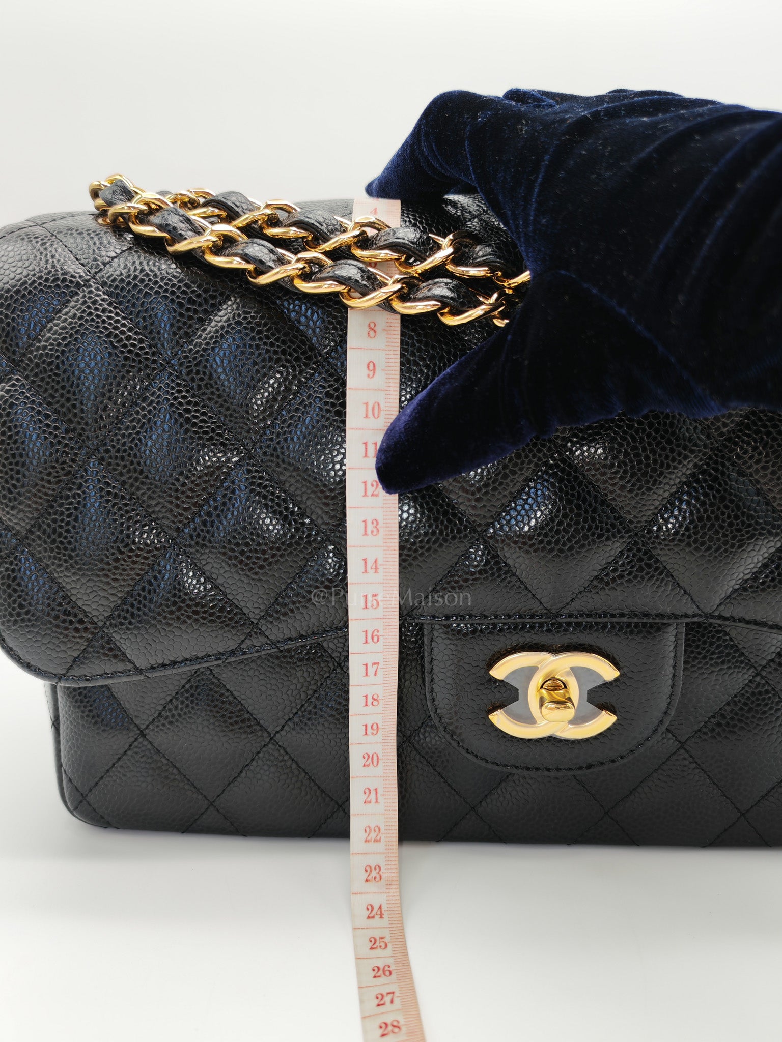 Classic Double Flap Jumbo in Black Quilted Caviar Leather & Gold Hardware Series 26