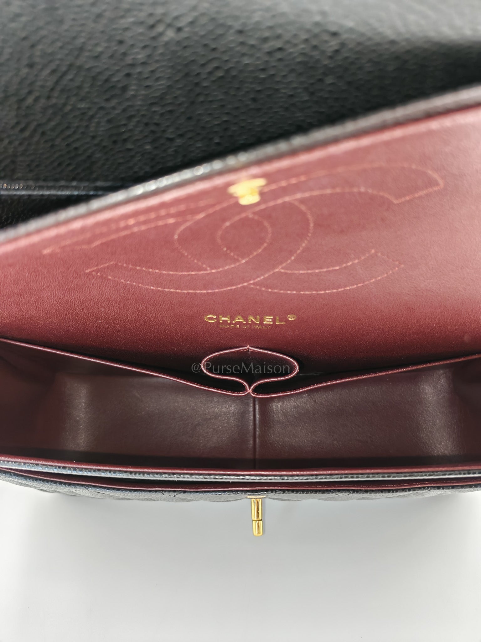Classic Double Flap Jumbo in Black Quilted Caviar Leather & Gold Hardware Series 26