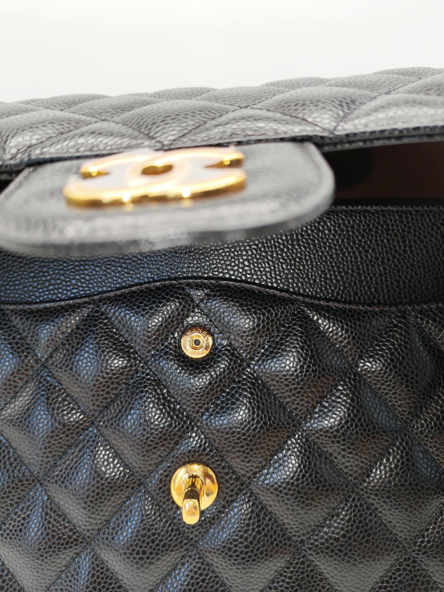 Classic Double Flap Jumbo in Black Quilted Caviar Leather & Gold Hardware Series 26