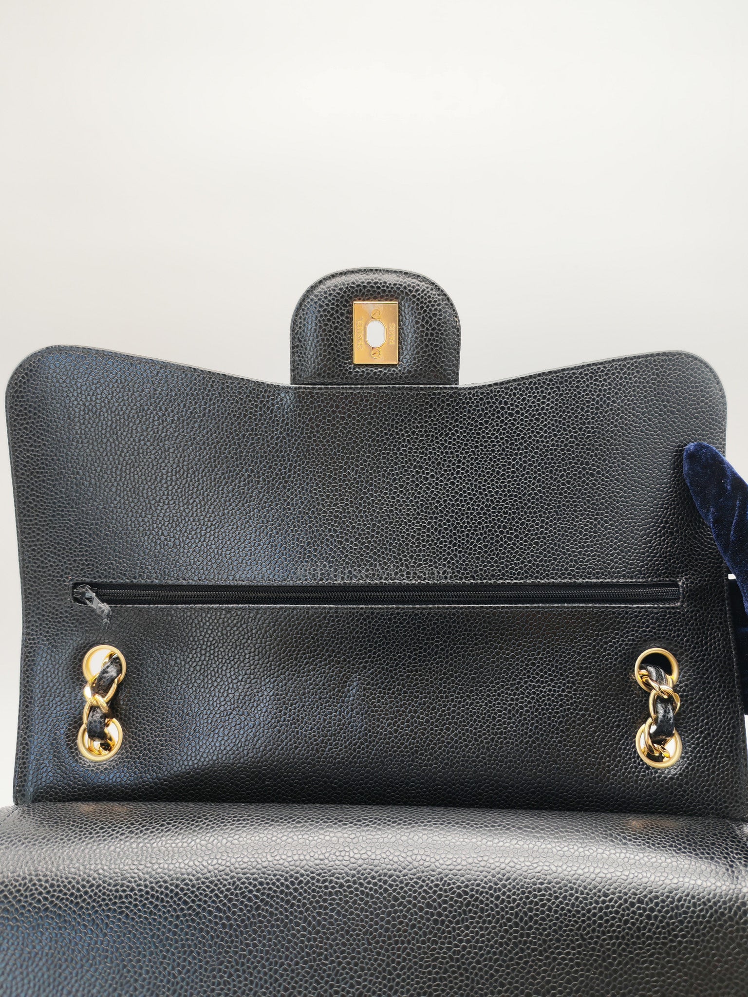 Classic Double Flap Jumbo in Black Quilted Caviar Leather & Gold Hardware Series 26