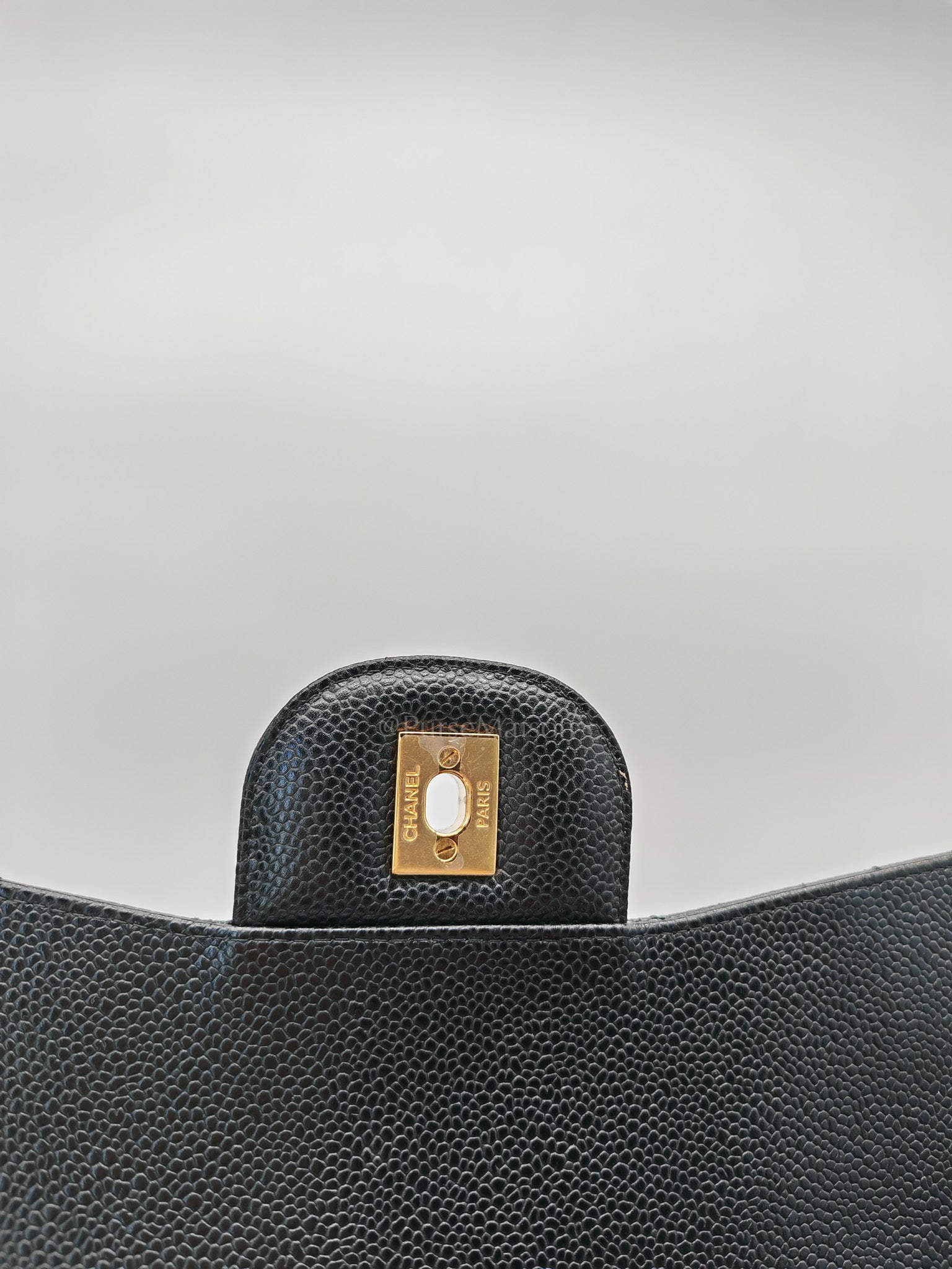 Classic Double Flap Jumbo in Black Quilted Caviar Leather & Gold Hardware Series 26