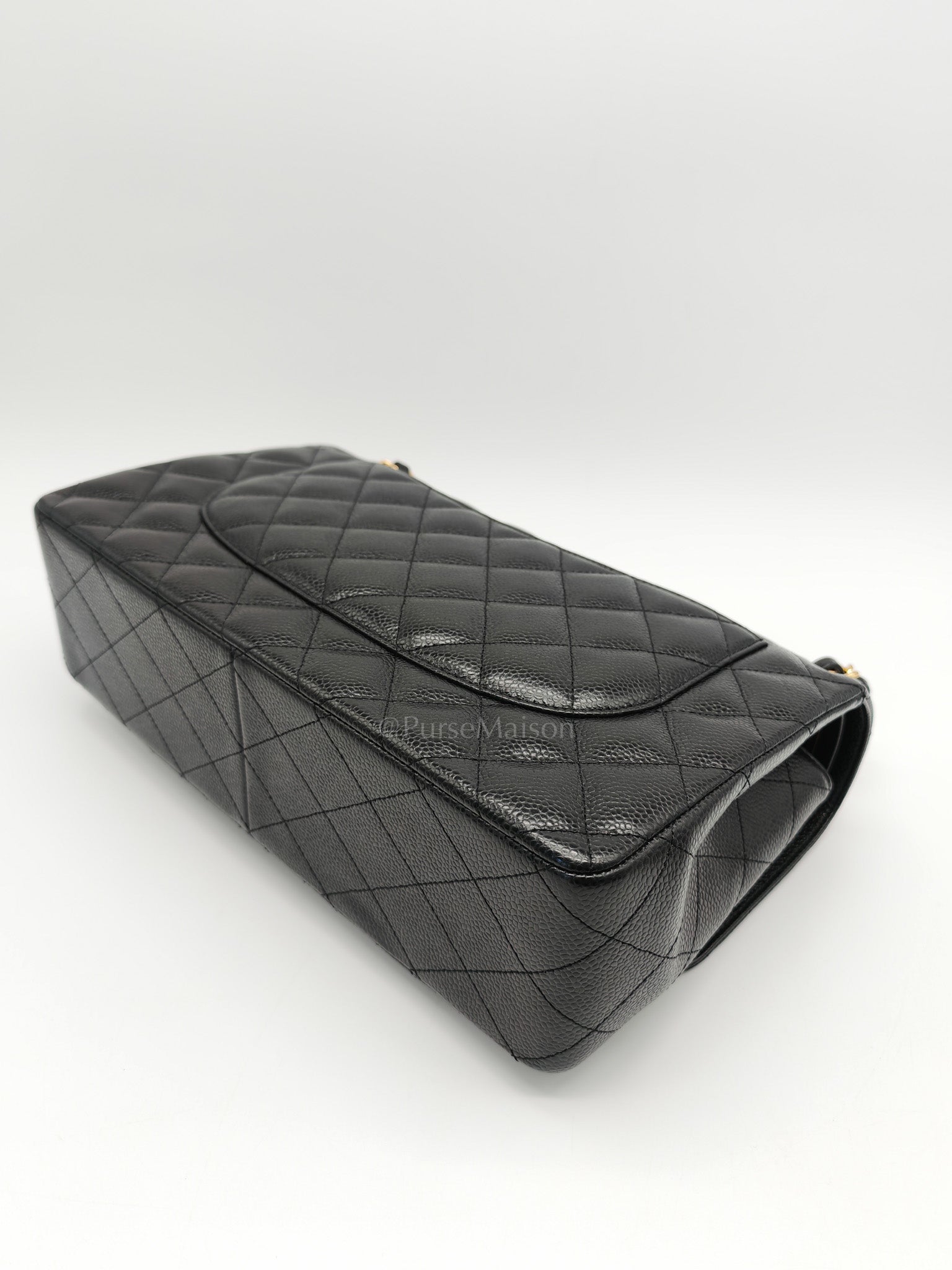 Classic Double Flap Jumbo in Black Quilted Caviar Leather & Gold Hardware Series 26