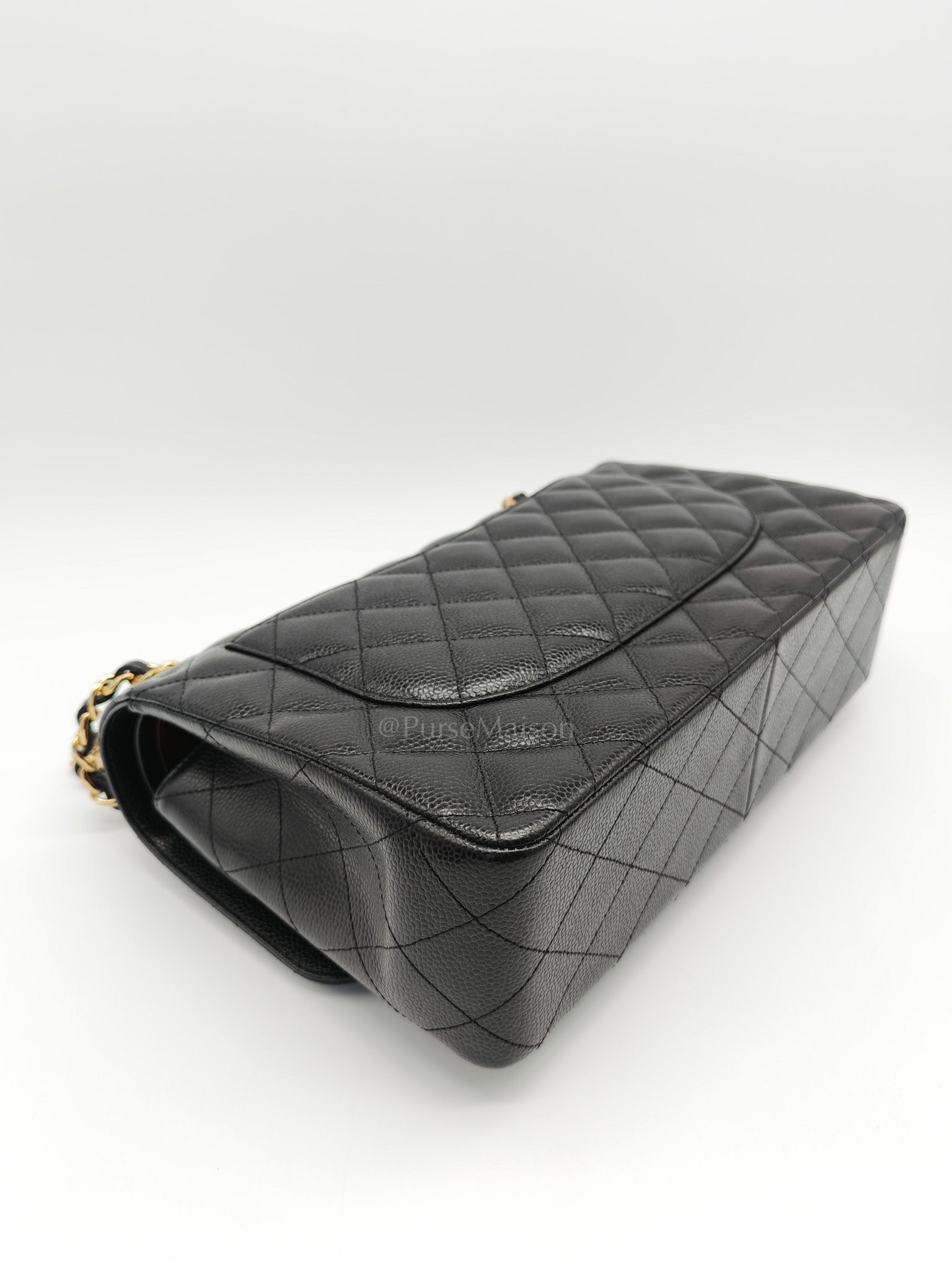 Classic Double Flap Jumbo in Black Quilted Caviar Leather & Gold Hardware Series 26