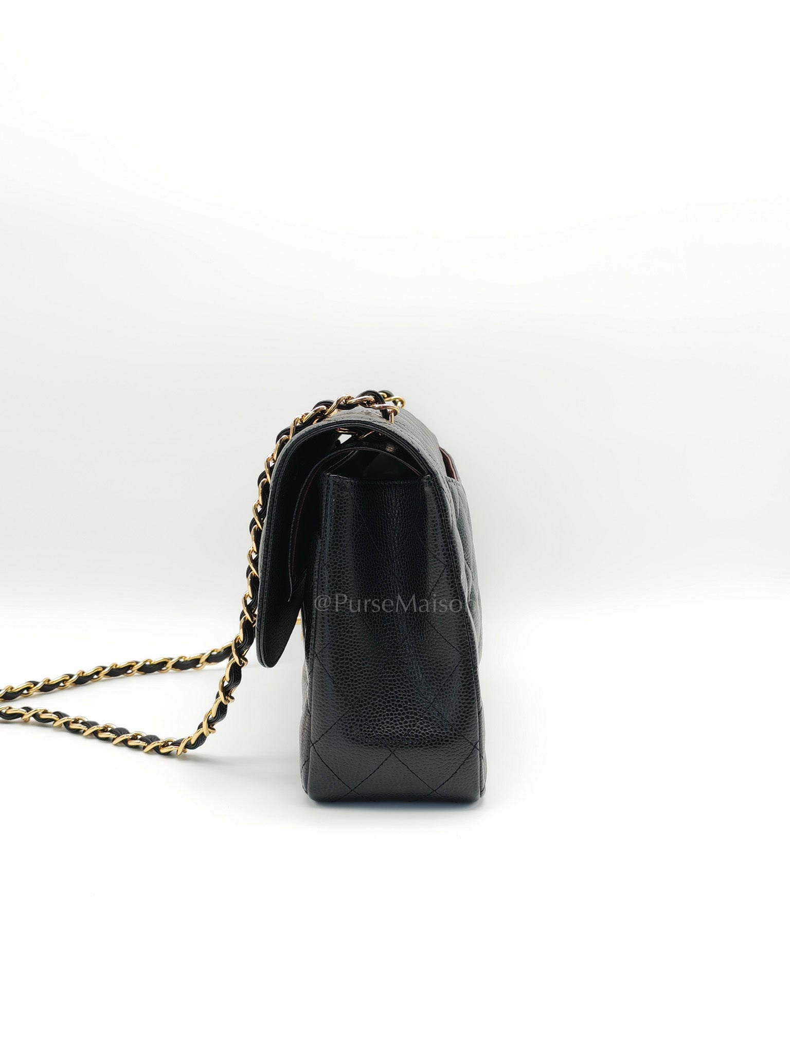 Classic Double Flap Jumbo in Black Quilted Caviar Leather & Gold Hardware Series 26