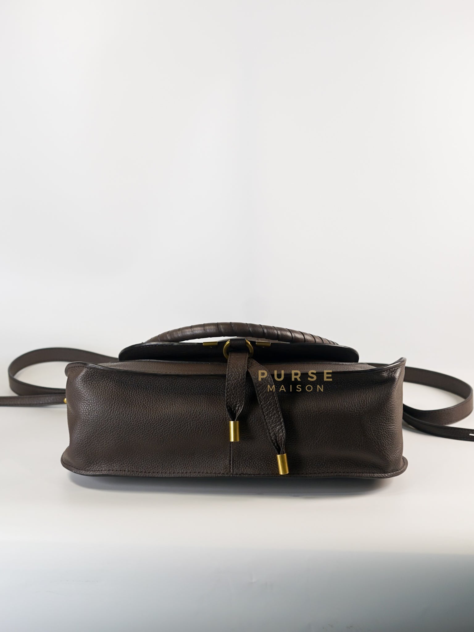 Marcie Medium Double Carry Bag in Bold Brown | Purse Maison Luxury Bags Shop