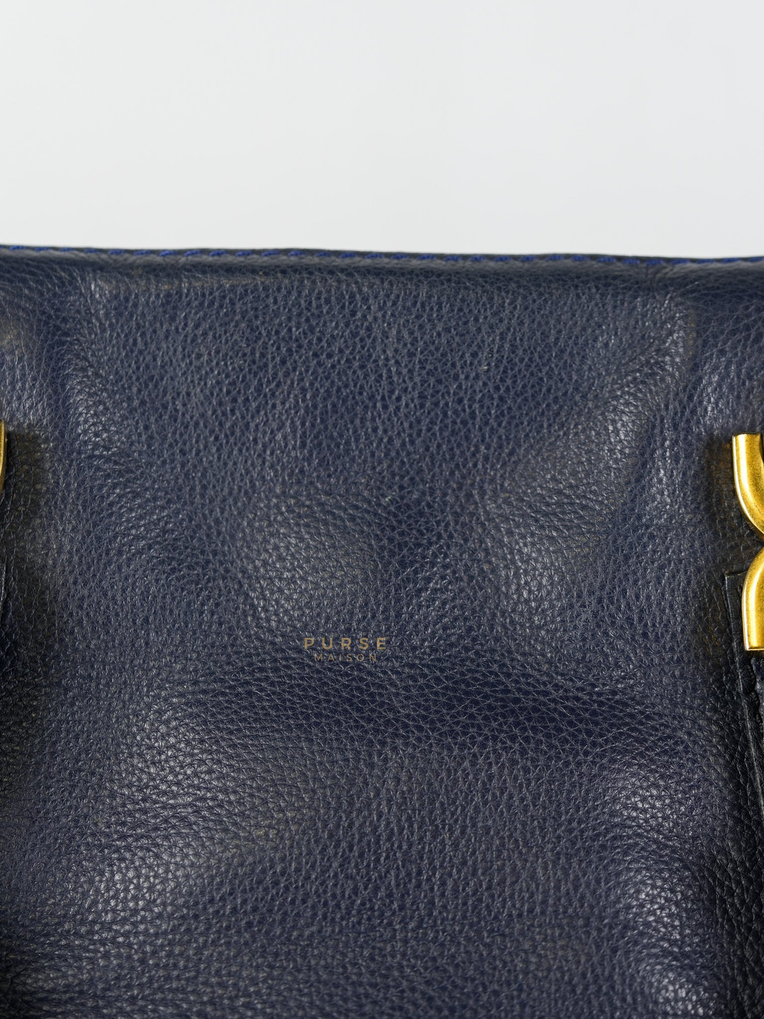 Marcie Tote Bag Medium in Navy Blue Gold Hardware | Purse Maison Luxury Bags Shop
