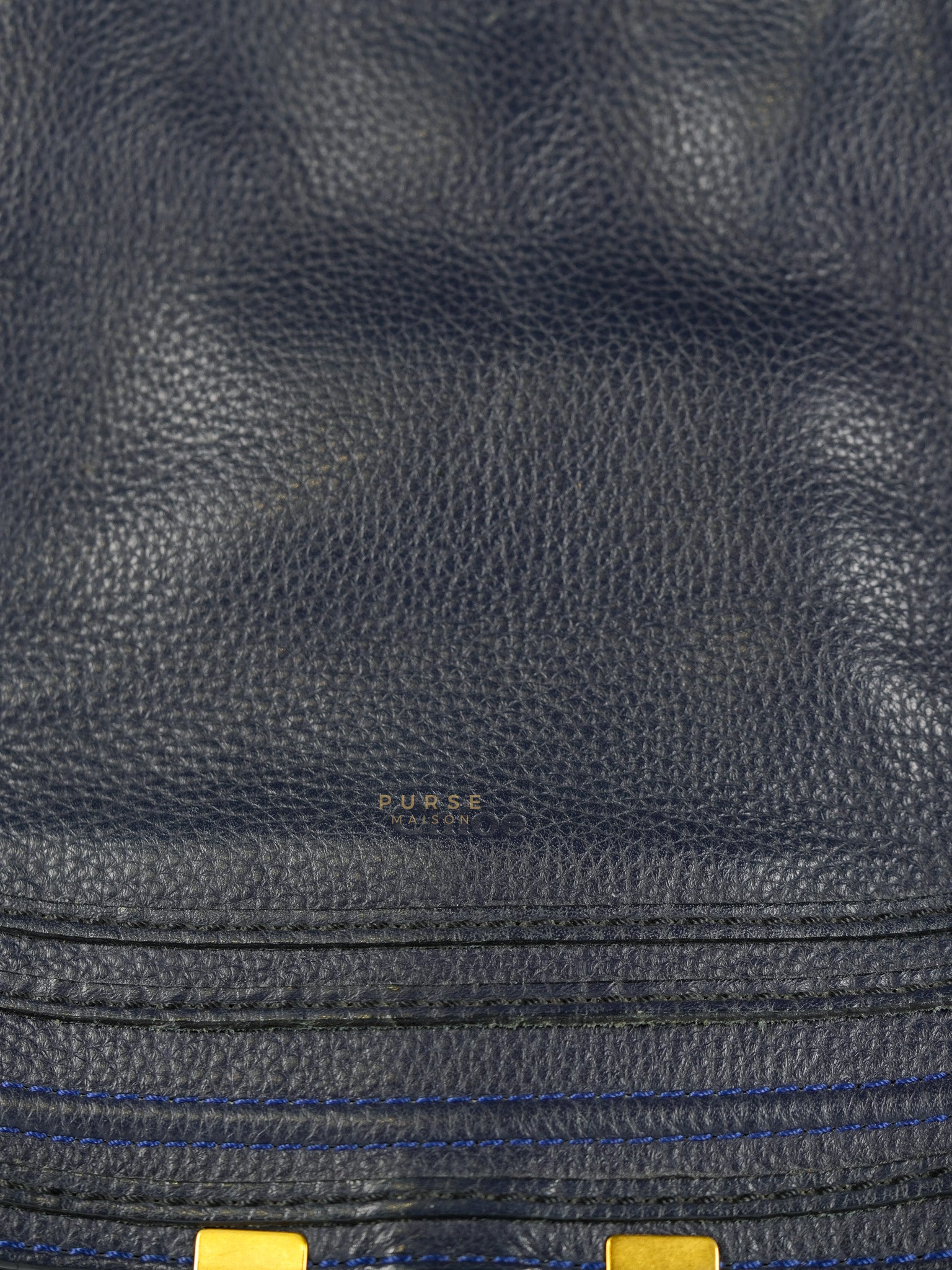 Marcie Tote Bag Medium in Navy Blue Gold Hardware | Purse Maison Luxury Bags Shop
