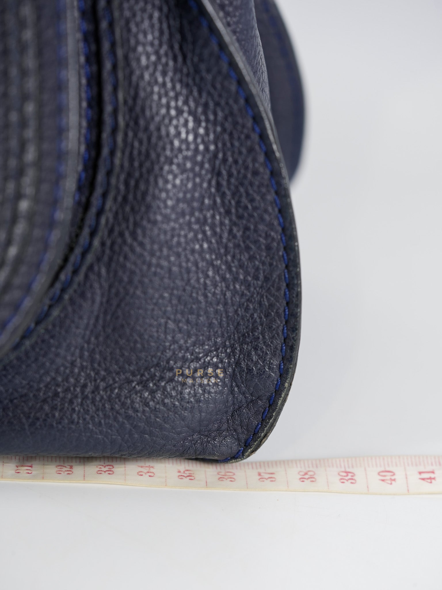 Marcie Tote Bag Medium in Navy Blue Gold Hardware | Purse Maison Luxury Bags Shop