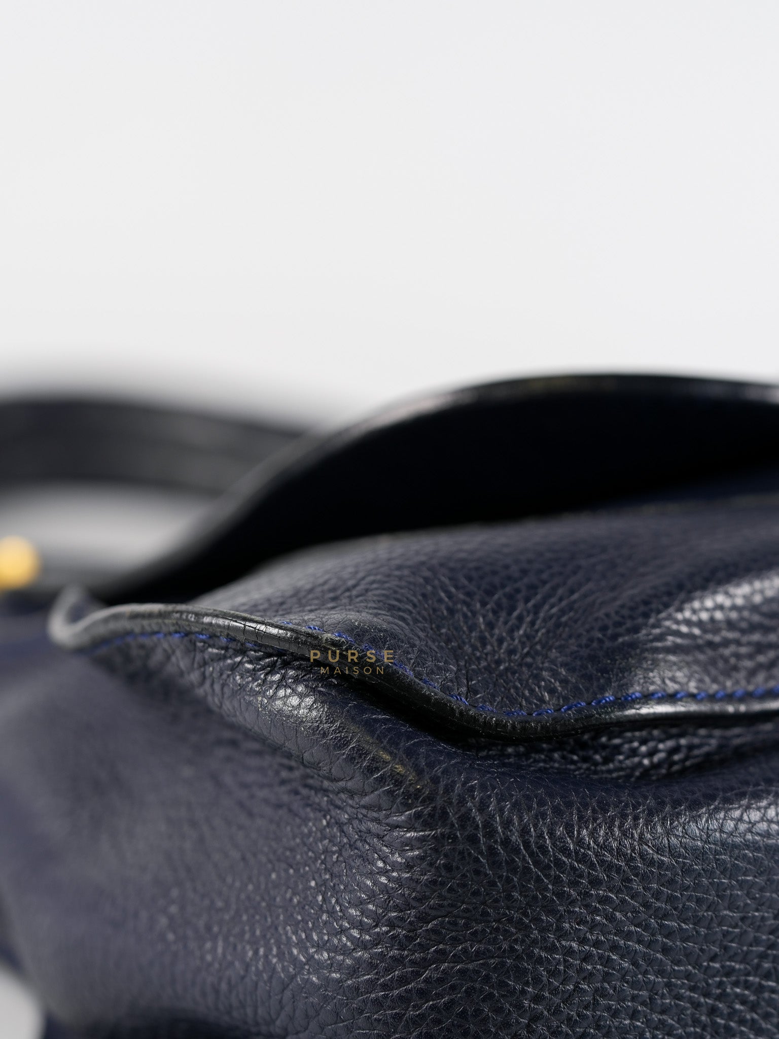 Marcie Tote Bag Medium in Navy Blue Gold Hardware | Purse Maison Luxury Bags Shop