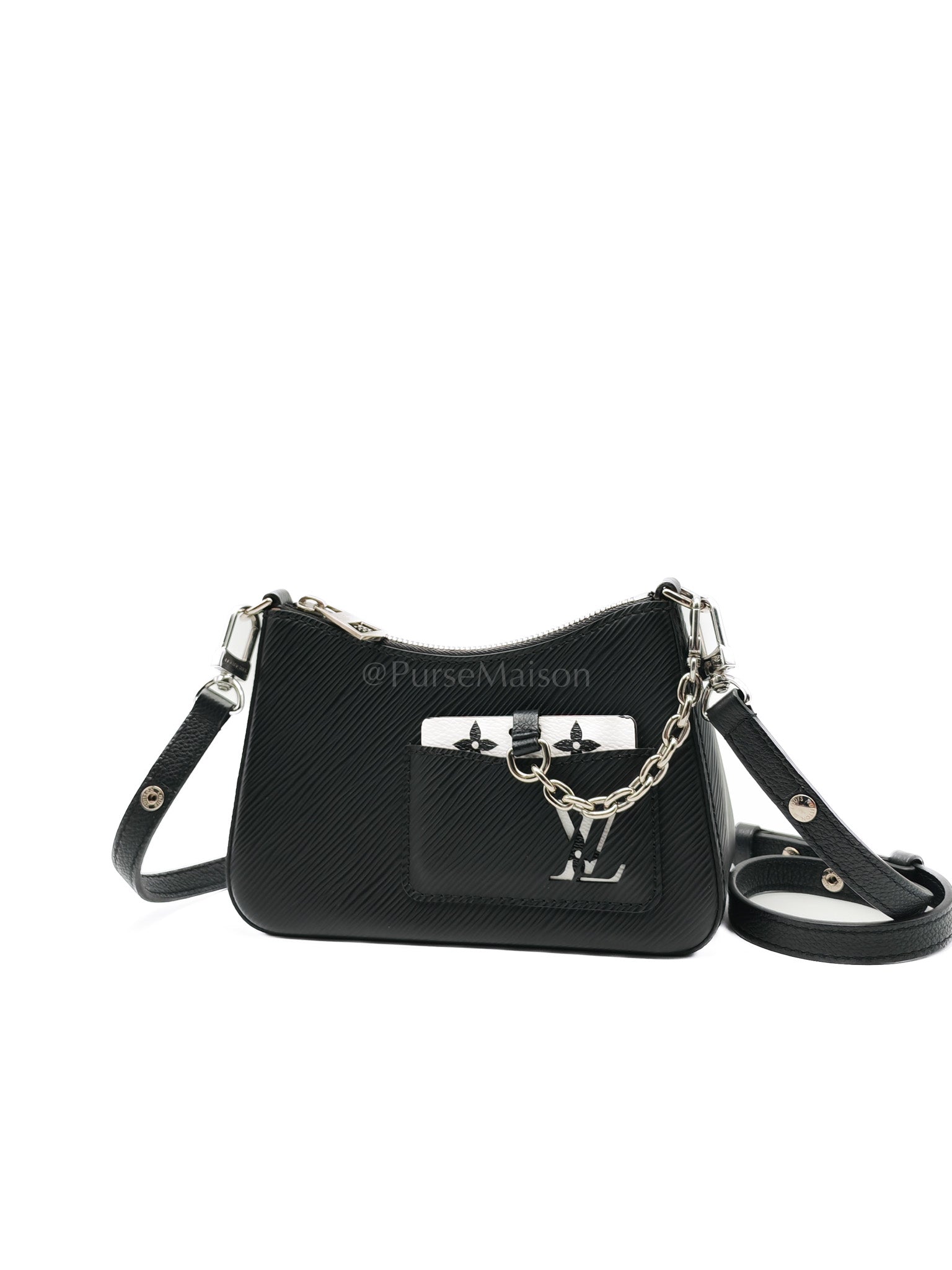 Marellini in Black Epi Leather Shoulder Bag ( Microchip) | Purse Maison Luxury Bags Shop