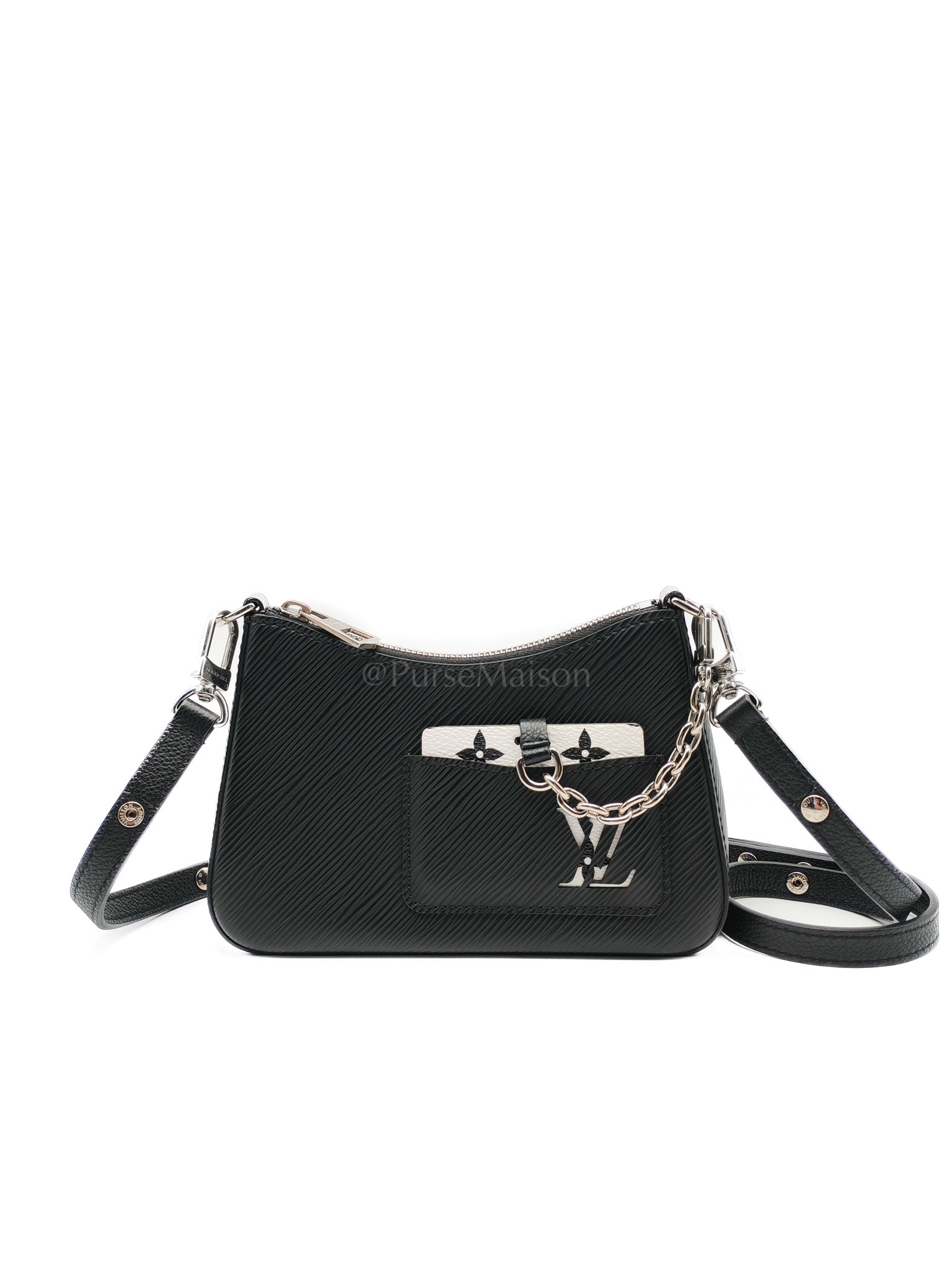 Marellini in Black Epi Leather Shoulder Bag ( Microchip) | Purse Maison Luxury Bags Shop
