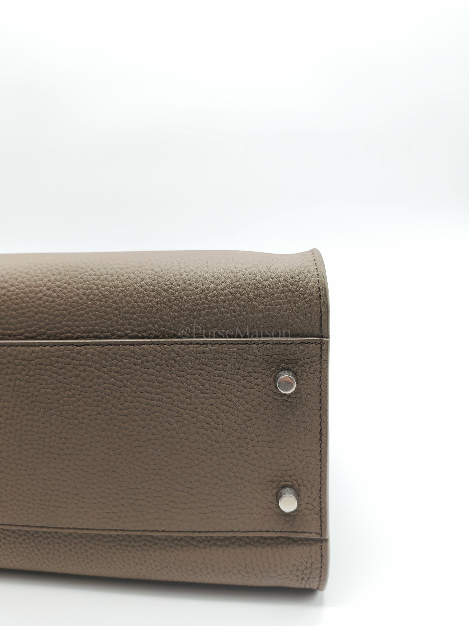 Margaux Shoulder 12 in Smoked Taupe Grained Calfskin Leather | Purse Maison Luxury Bags Shop