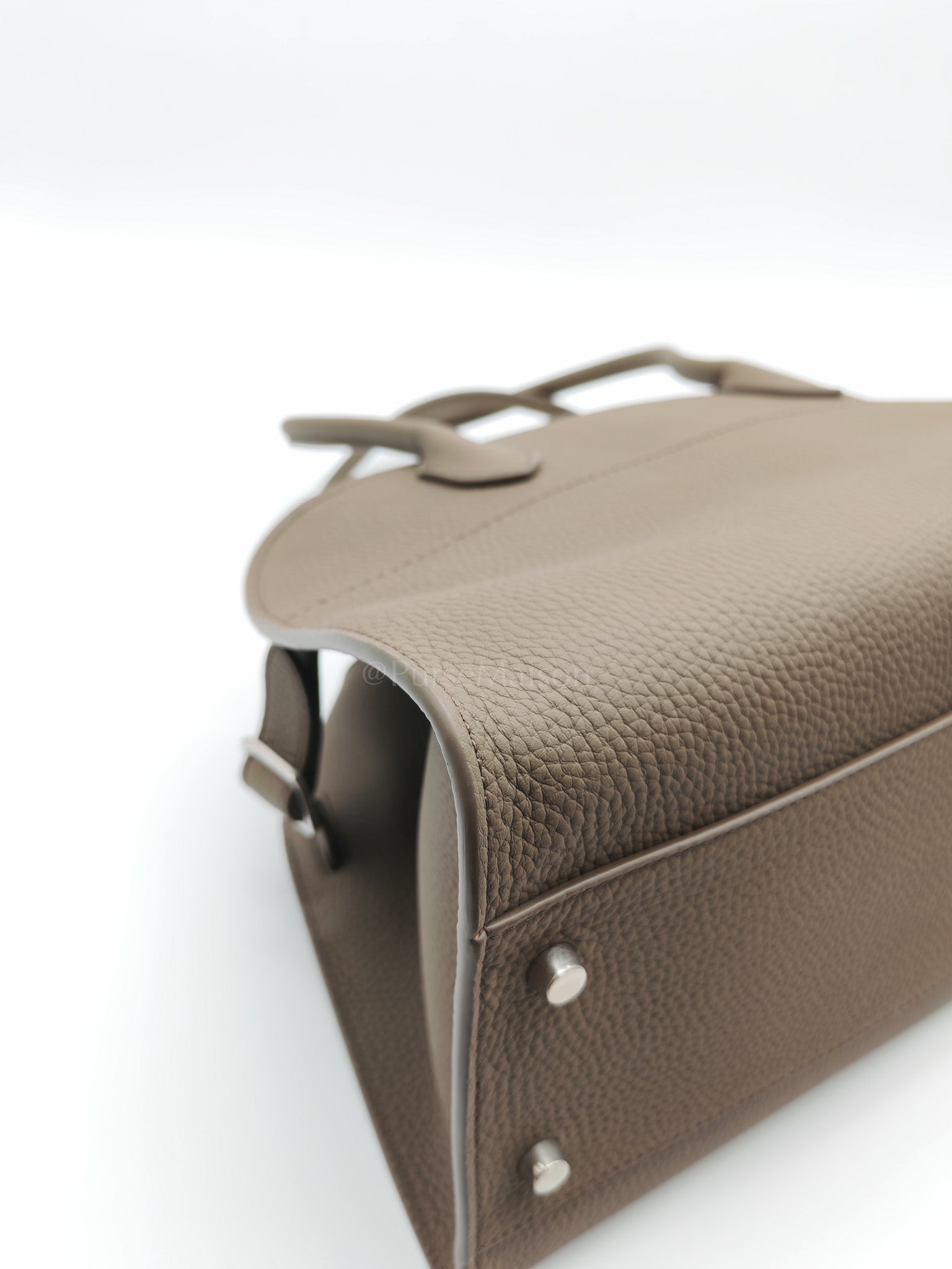 Margaux Shoulder 12 in Smoked Taupe Grained Calfskin Leather | Purse Maison Luxury Bags Shop