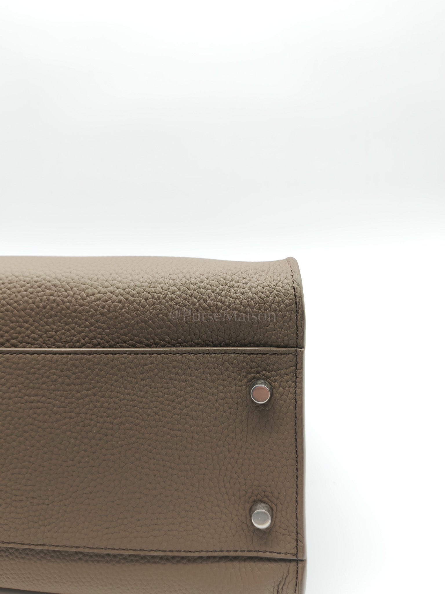 Margaux Shoulder 12 in Smoked Taupe Grained Calfskin Leather | Purse Maison Luxury Bags Shop