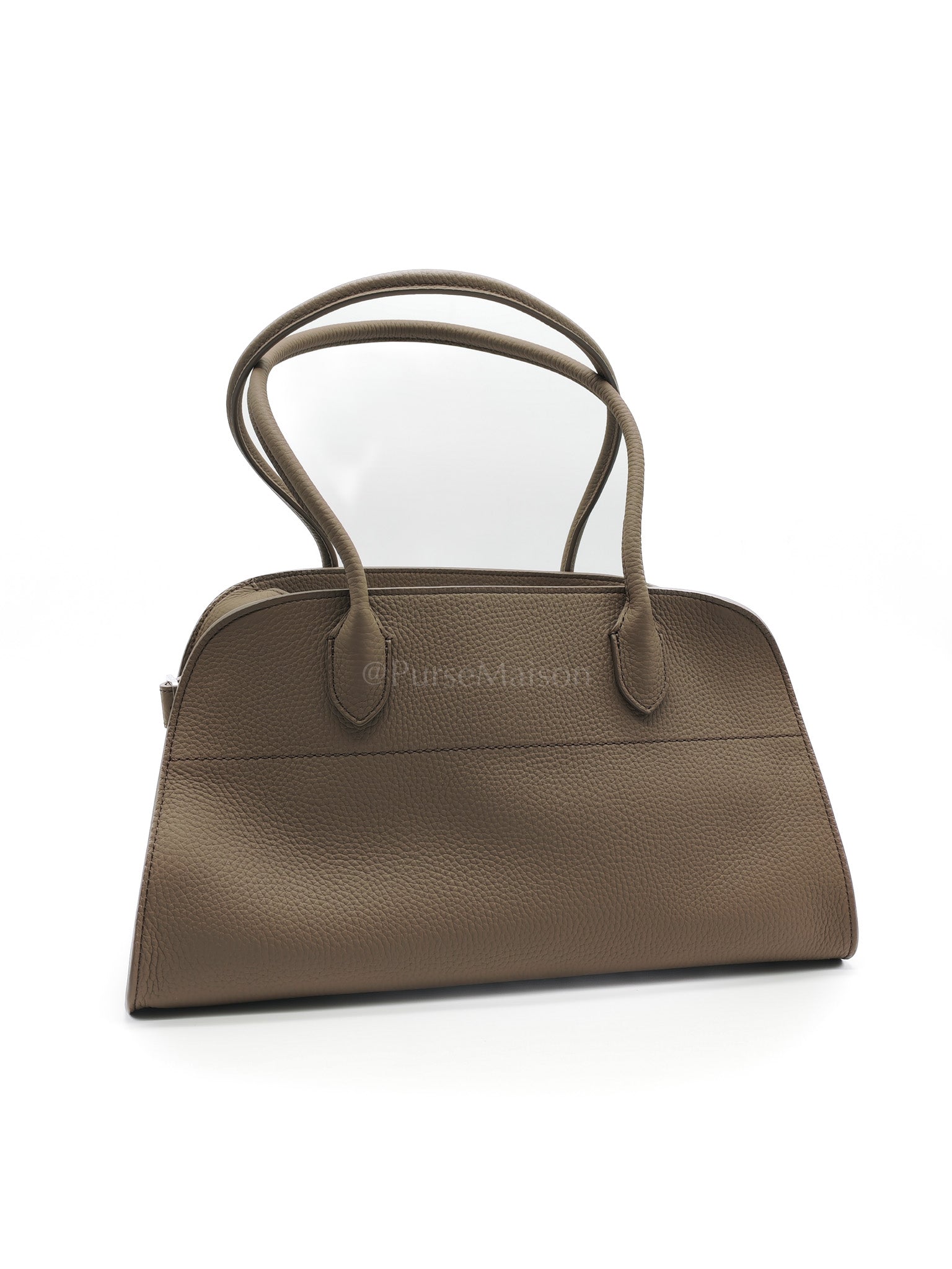 Margaux Shoulder 12 in Smoked Taupe Grained Calfskin Leather | Purse Maison Luxury Bags Shop