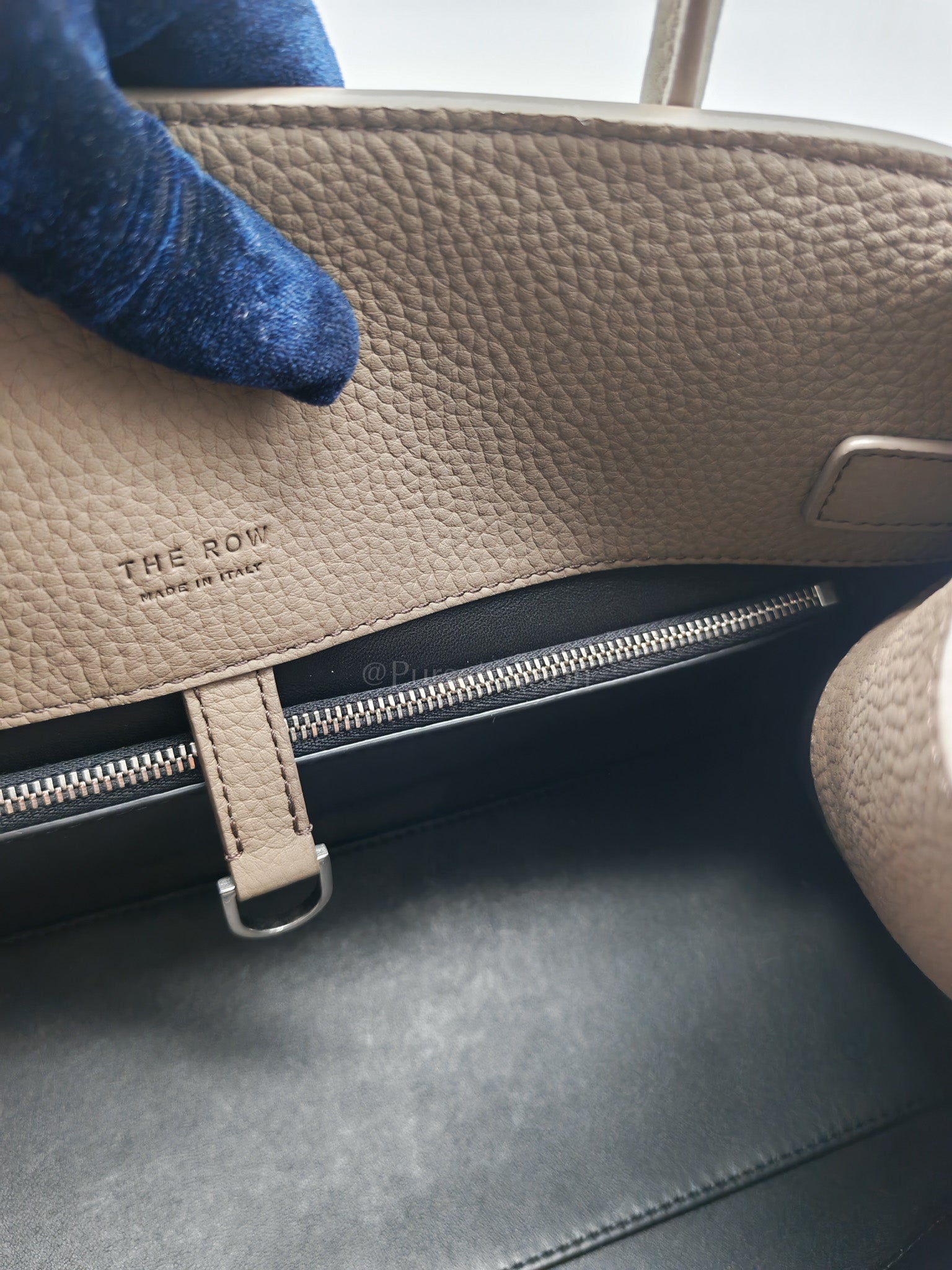 Margaux Shoulder 12 in Smoked Taupe Grained Calfskin Leather | Purse Maison Luxury Bags Shop