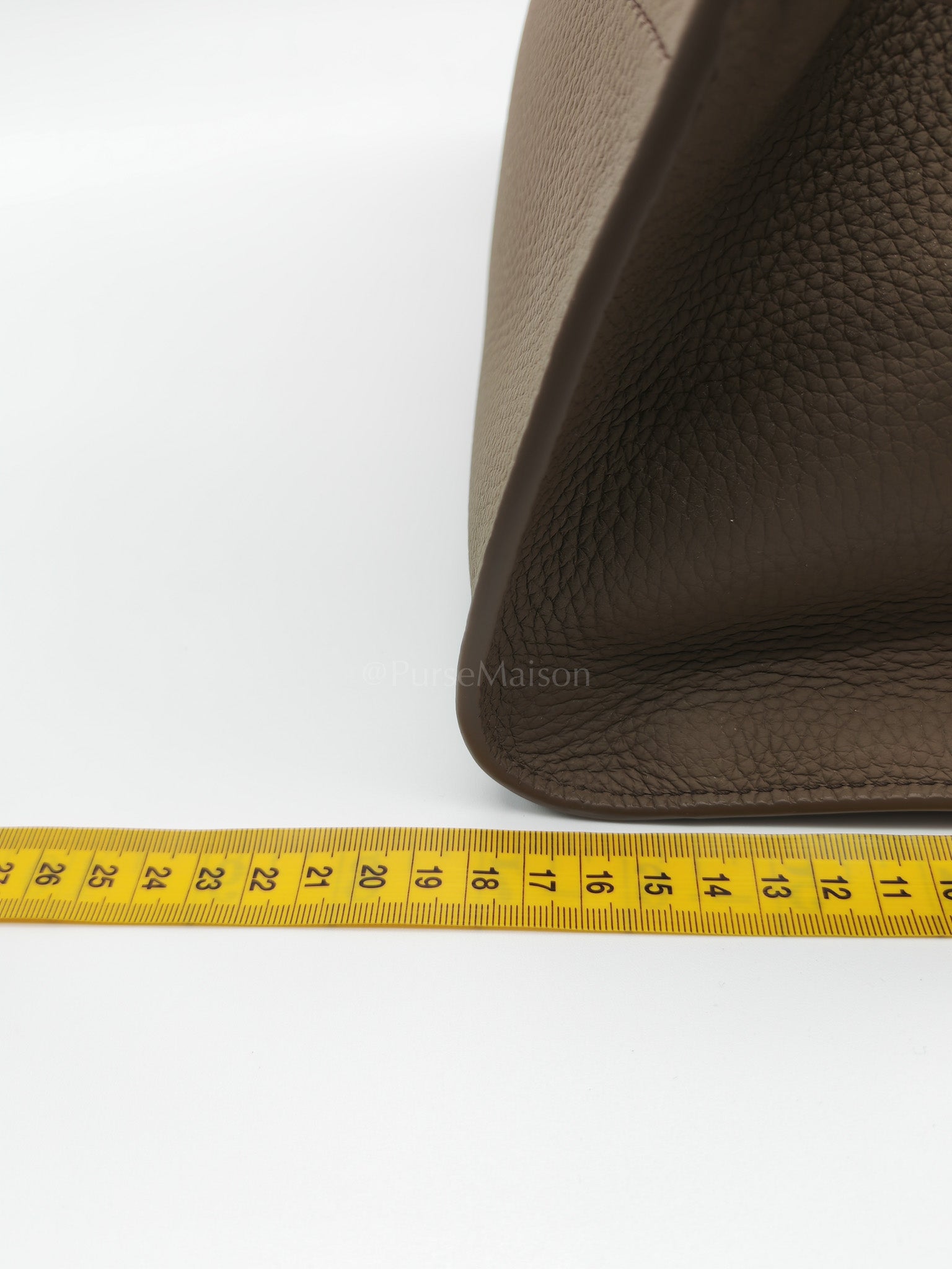 Margaux Shoulder 12 in Smoked Taupe Grained Calfskin Leather | Purse Maison Luxury Bags Shop