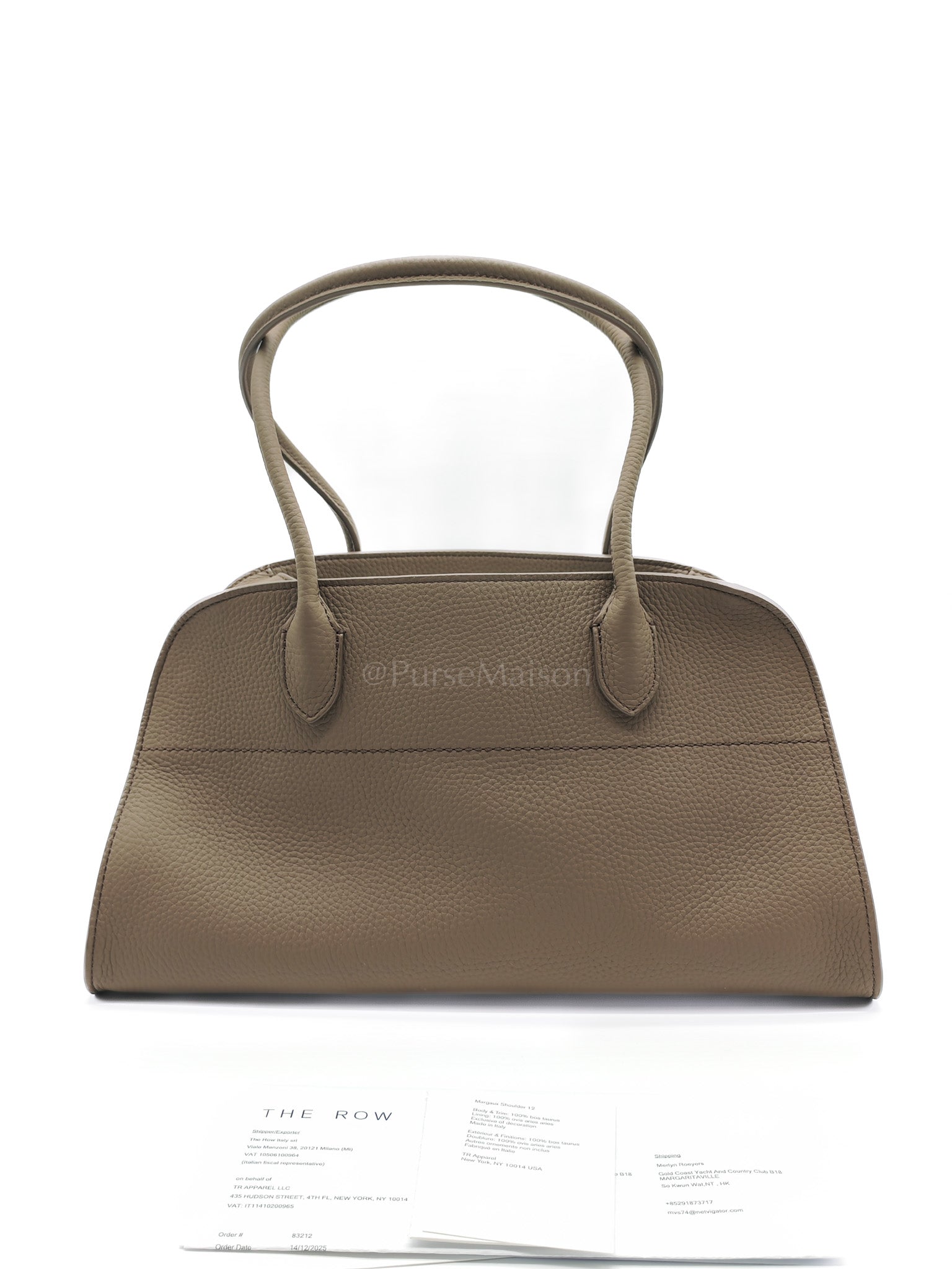 Margaux Shoulder 12 in Smoked Taupe Grained Calfskin Leather | Purse Maison Luxury Bags Shop