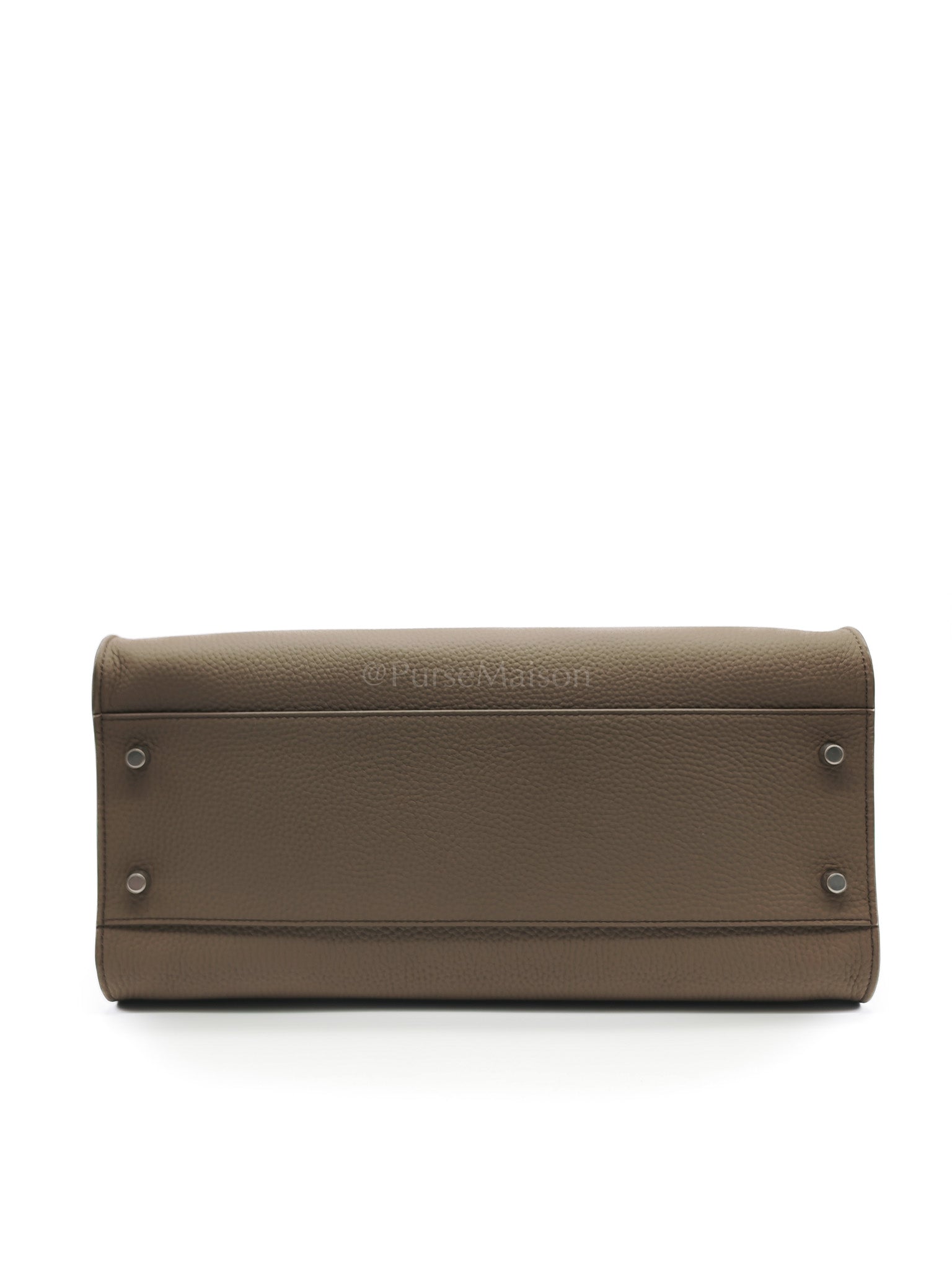 Margaux Shoulder 12 in Smoked Taupe Grained Calfskin Leather | Purse Maison Luxury Bags Shop