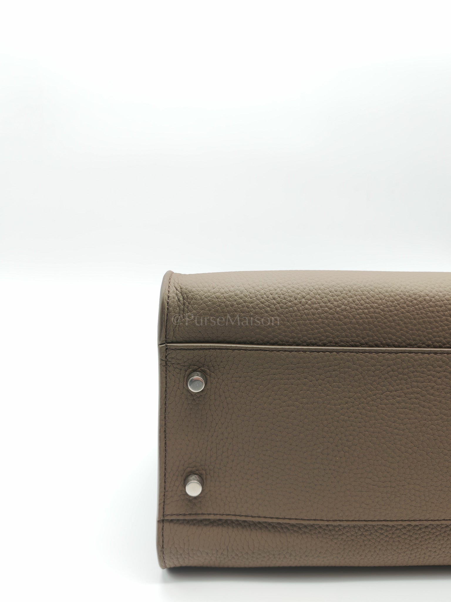 Margaux Shoulder 12 in Smoked Taupe Grained Calfskin Leather | Purse Maison Luxury Bags Shop