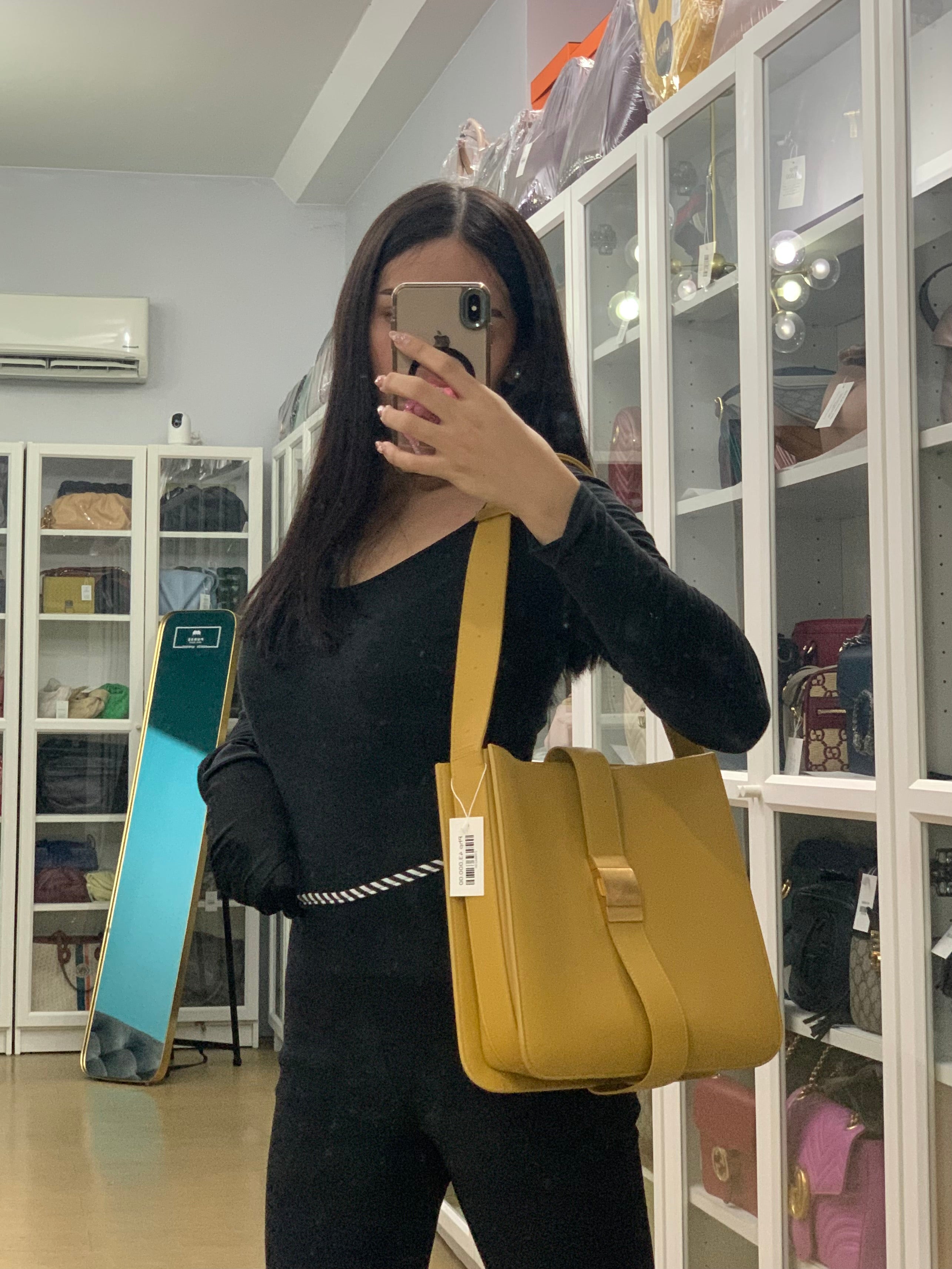 Marie Hand Bag Medium in Yellow Nappa Leather Gold Hardware | Purse Maison Luxury Bags Shop