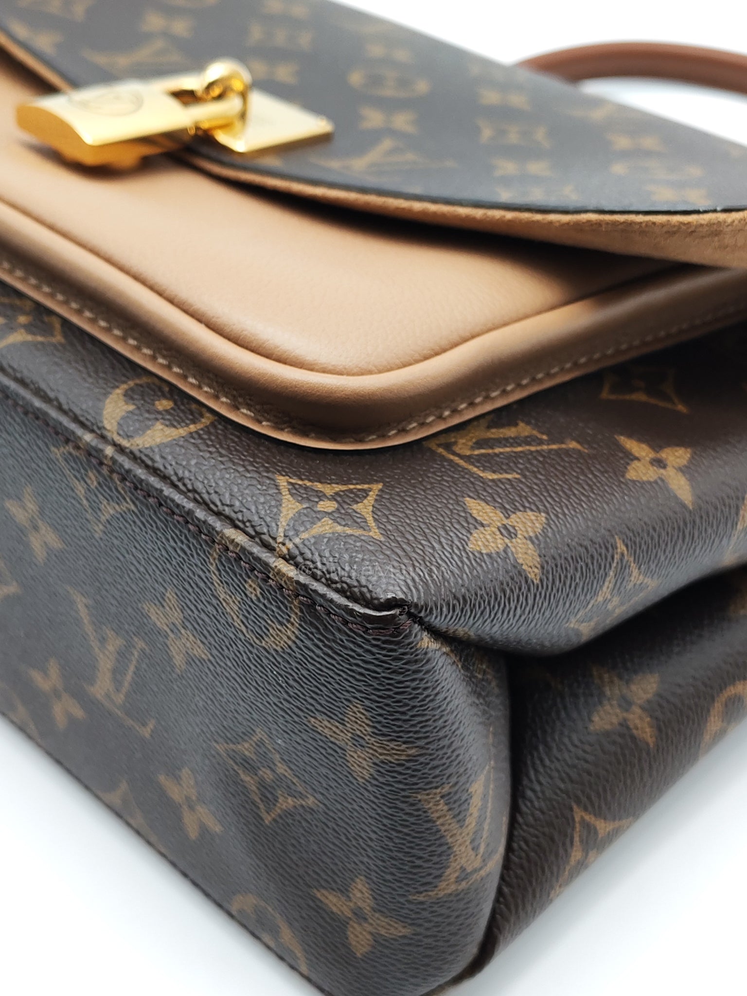 Marignan in Monogram Canvas with Tan Grained Calfskin Shoulder Bag (Date Code: AR2169) | Purse Maison Luxury Bags Shop