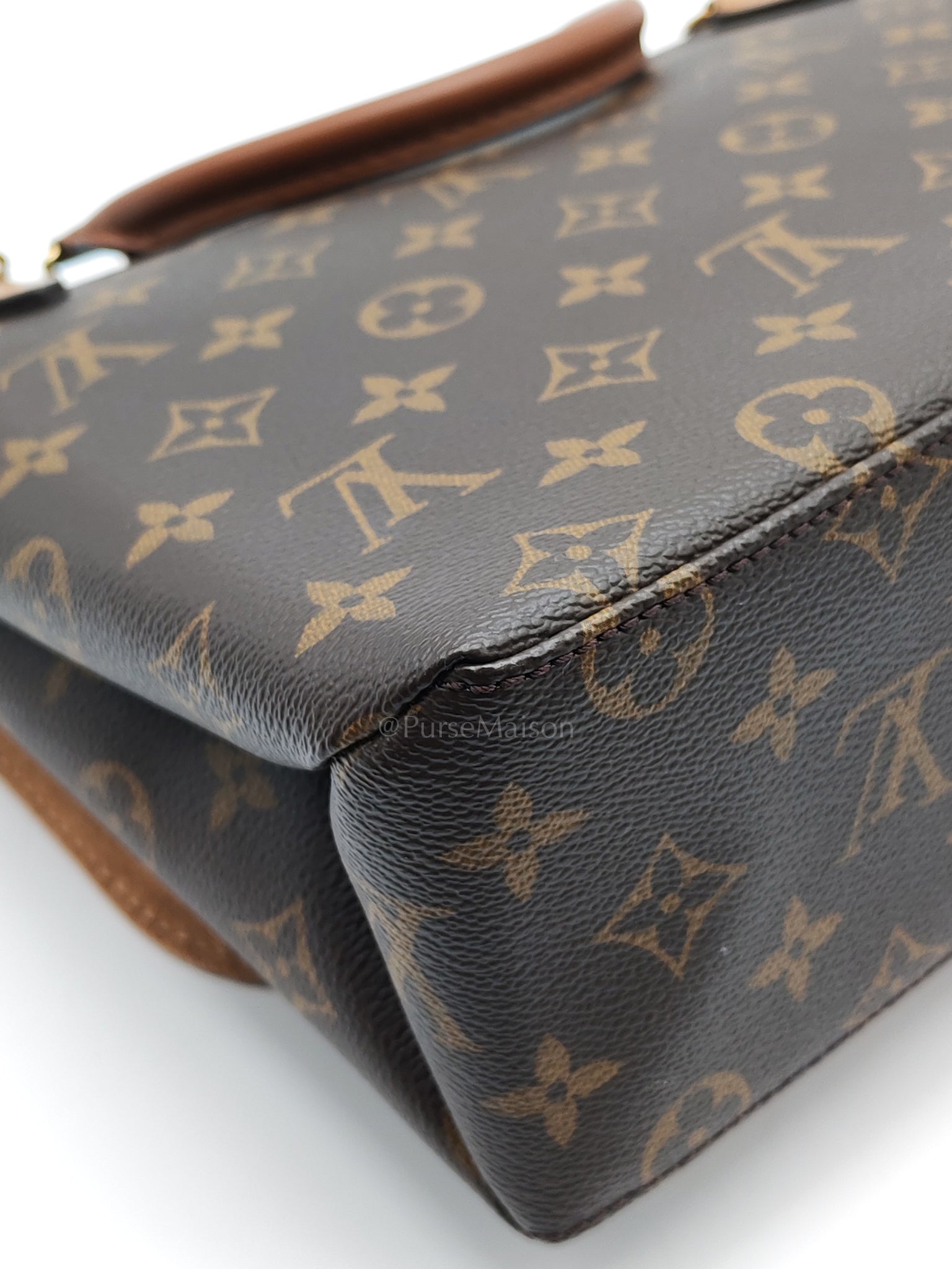 Marignan in Monogram Canvas with Tan Grained Calfskin Shoulder Bag (Date Code: AR2169) | Purse Maison Luxury Bags Shop