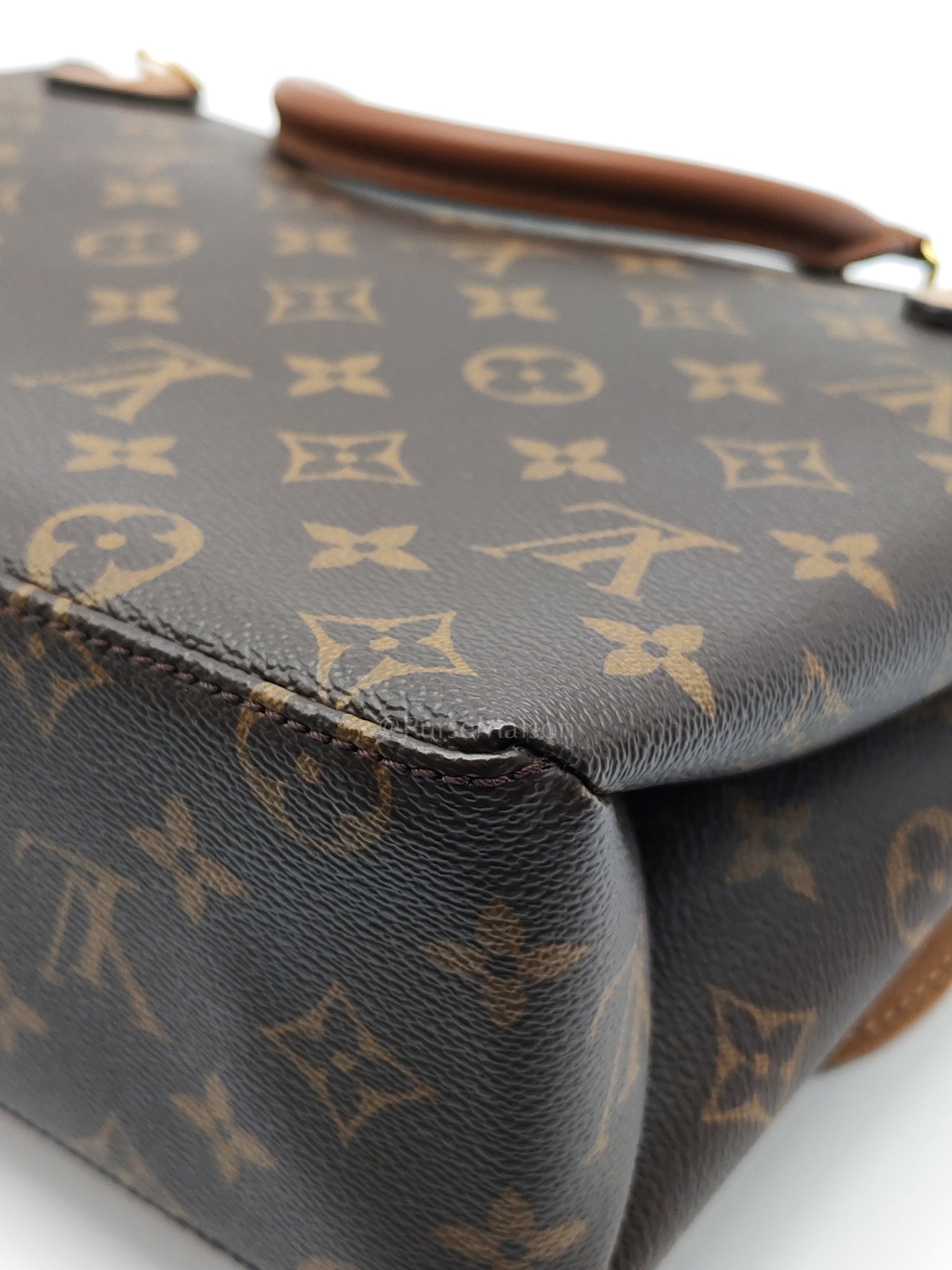 Marignan in Monogram Canvas with Tan Grained Calfskin Shoulder Bag (Date Code: AR2169) | Purse Maison Luxury Bags Shop