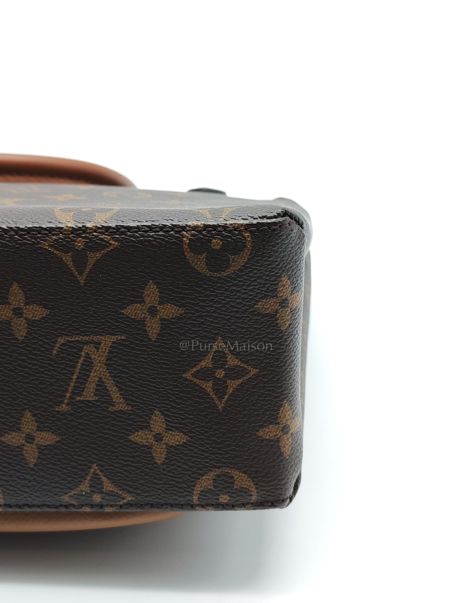 Marignan in Monogram Canvas with Tan Grained Calfskin Shoulder Bag (Date Code: AR2169) | Purse Maison Luxury Bags Shop