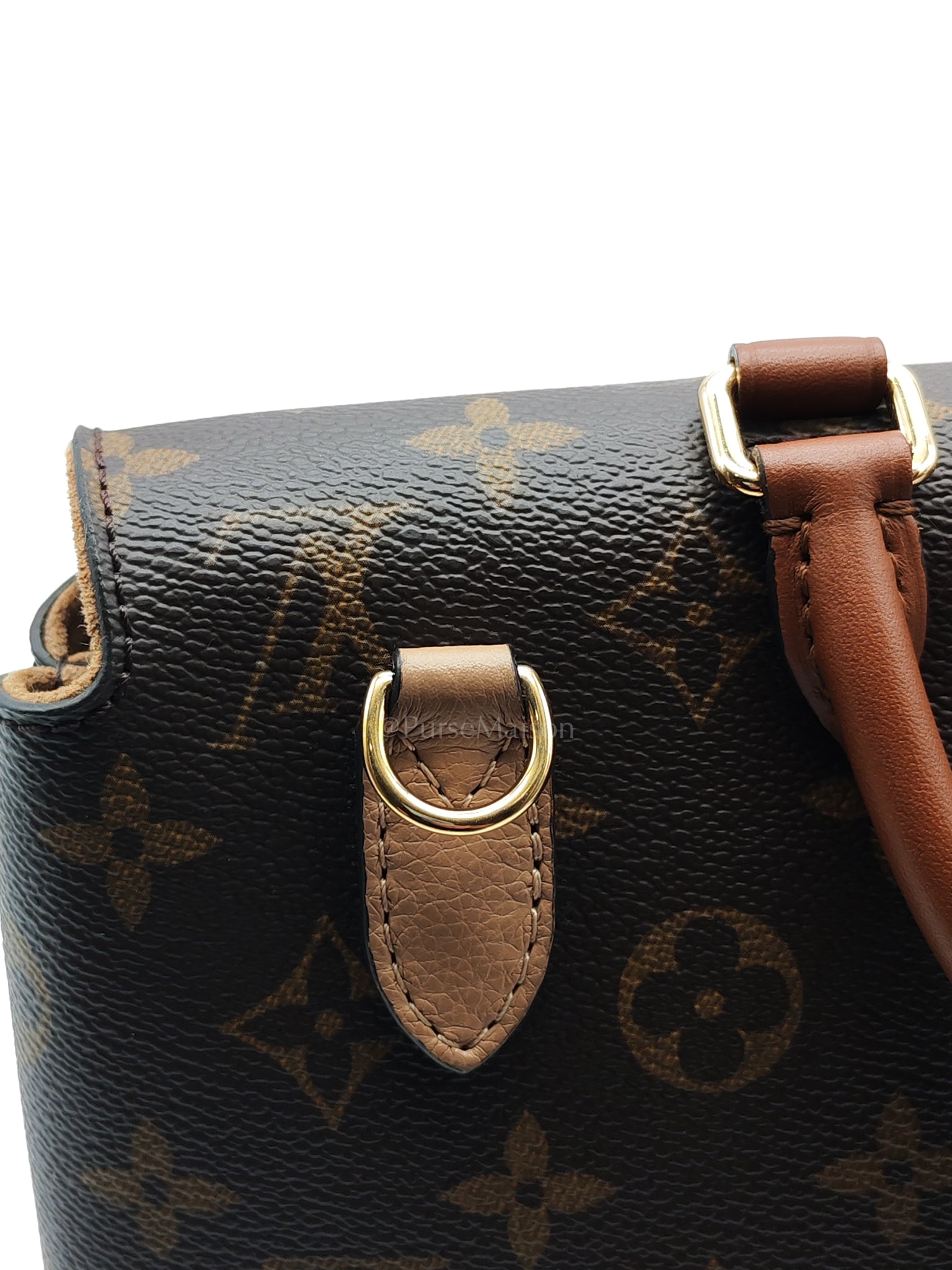 Marignan in Monogram Canvas with Tan Grained Calfskin Shoulder Bag (Date Code: AR2169) | Purse Maison Luxury Bags Shop