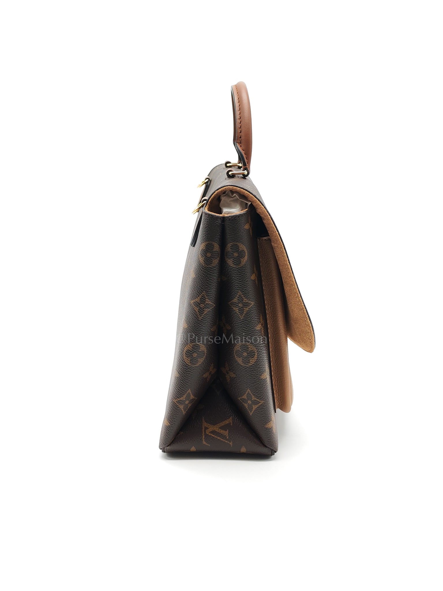 Marignan in Monogram Canvas with Tan Grained Calfskin Shoulder Bag (Date Code: AR2169) | Purse Maison Luxury Bags Shop