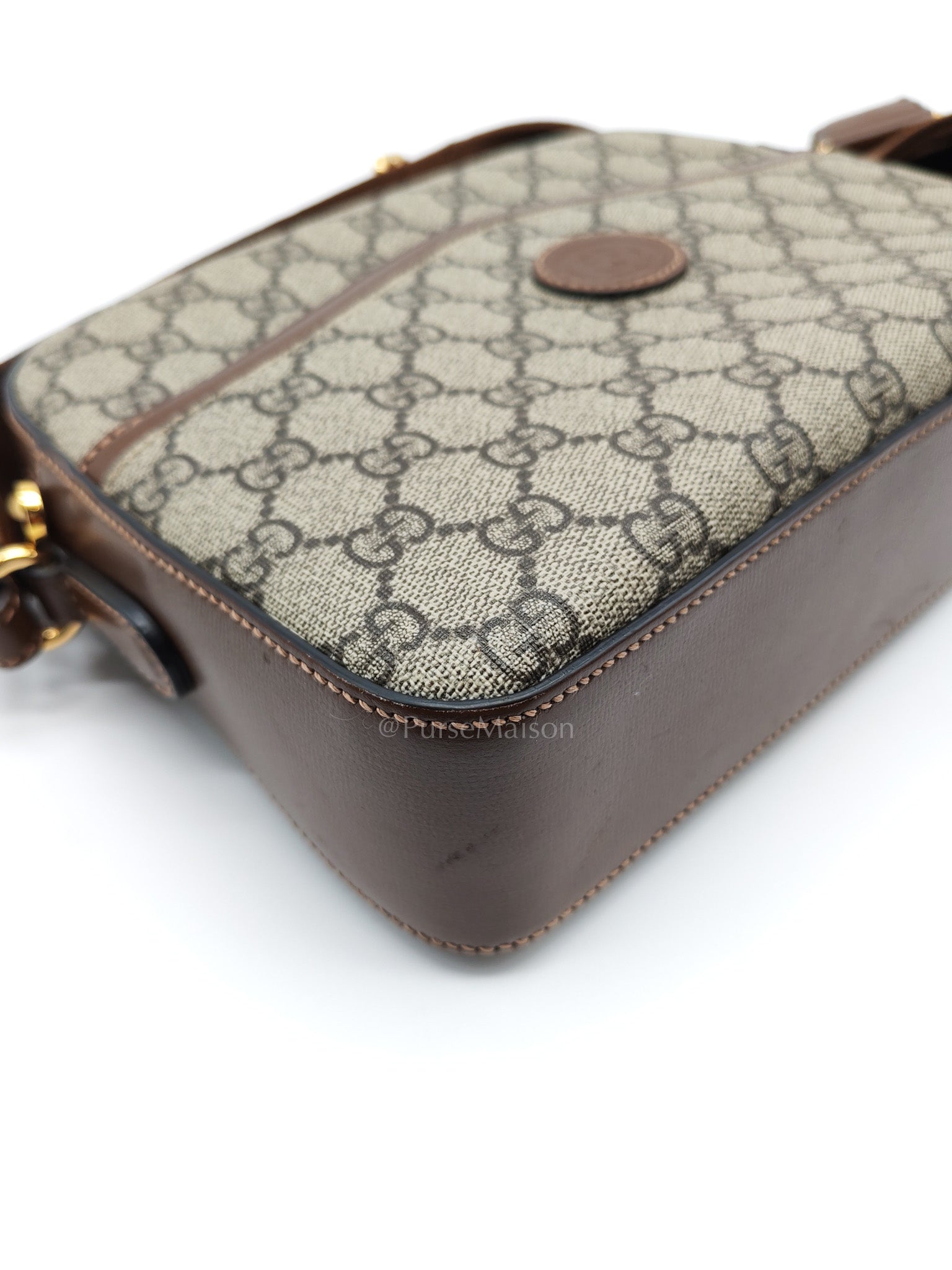 Interlocking G Messenger Bag in GG Supreme Canvas and Gold Hardware