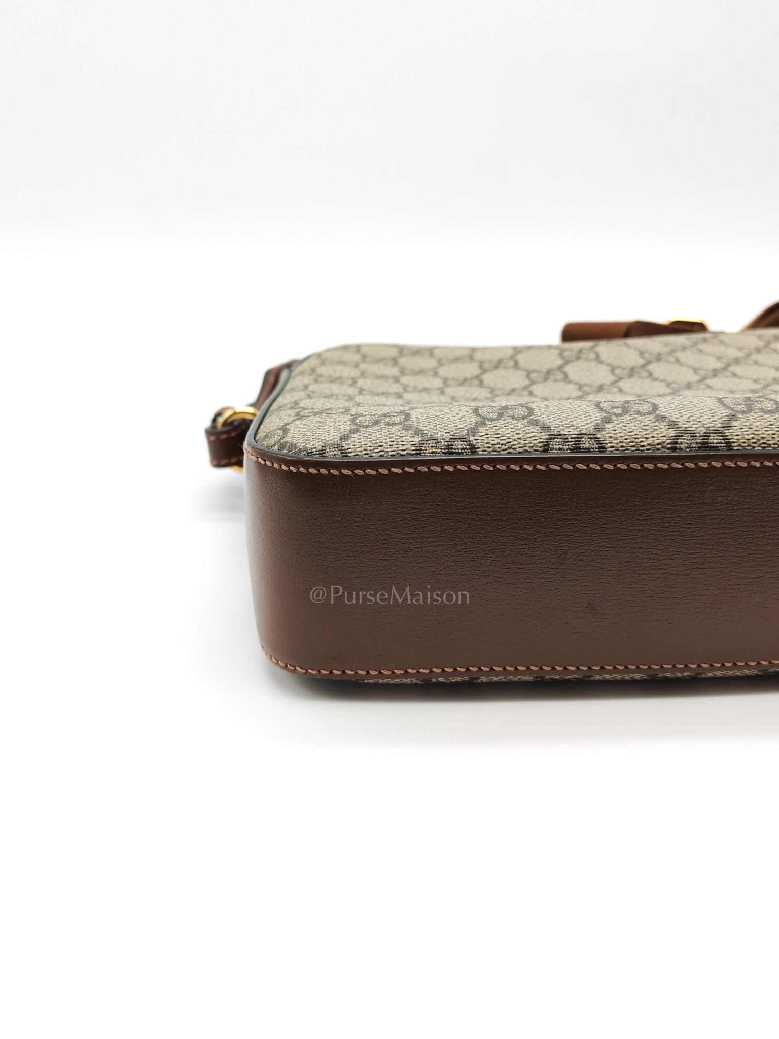Interlocking G Messenger Bag in GG Supreme Canvas and Gold Hardware