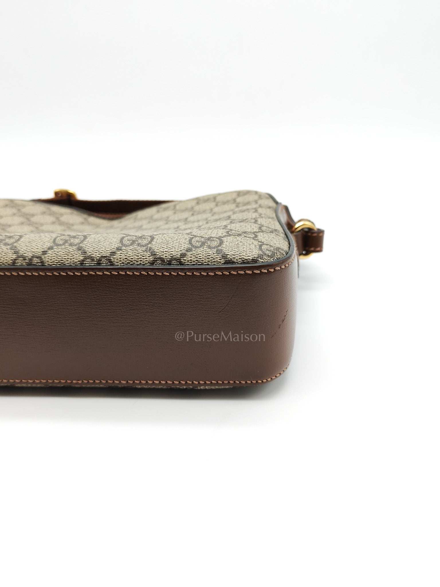 Interlocking G Messenger Bag in GG Supreme Canvas and Gold Hardware