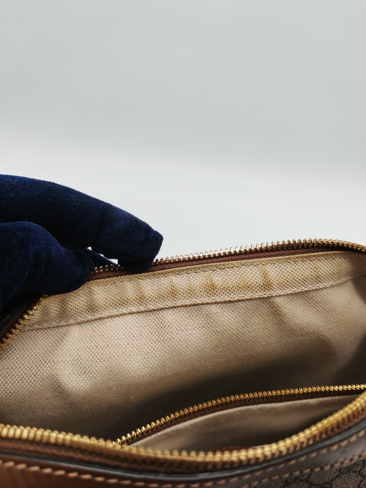 Interlocking G Messenger Bag in GG Supreme Canvas and Gold Hardware