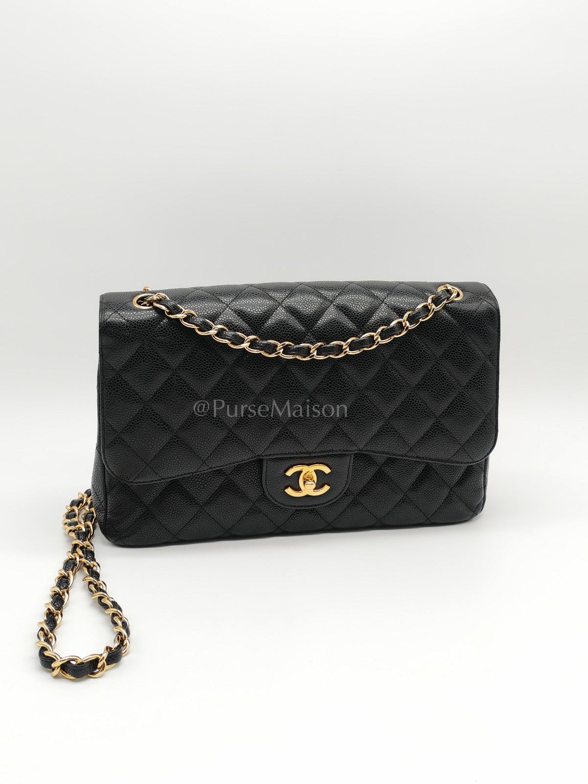 Classic Double Flap Jumbo In Black Caviar Leather and Gold Hardware Series 15