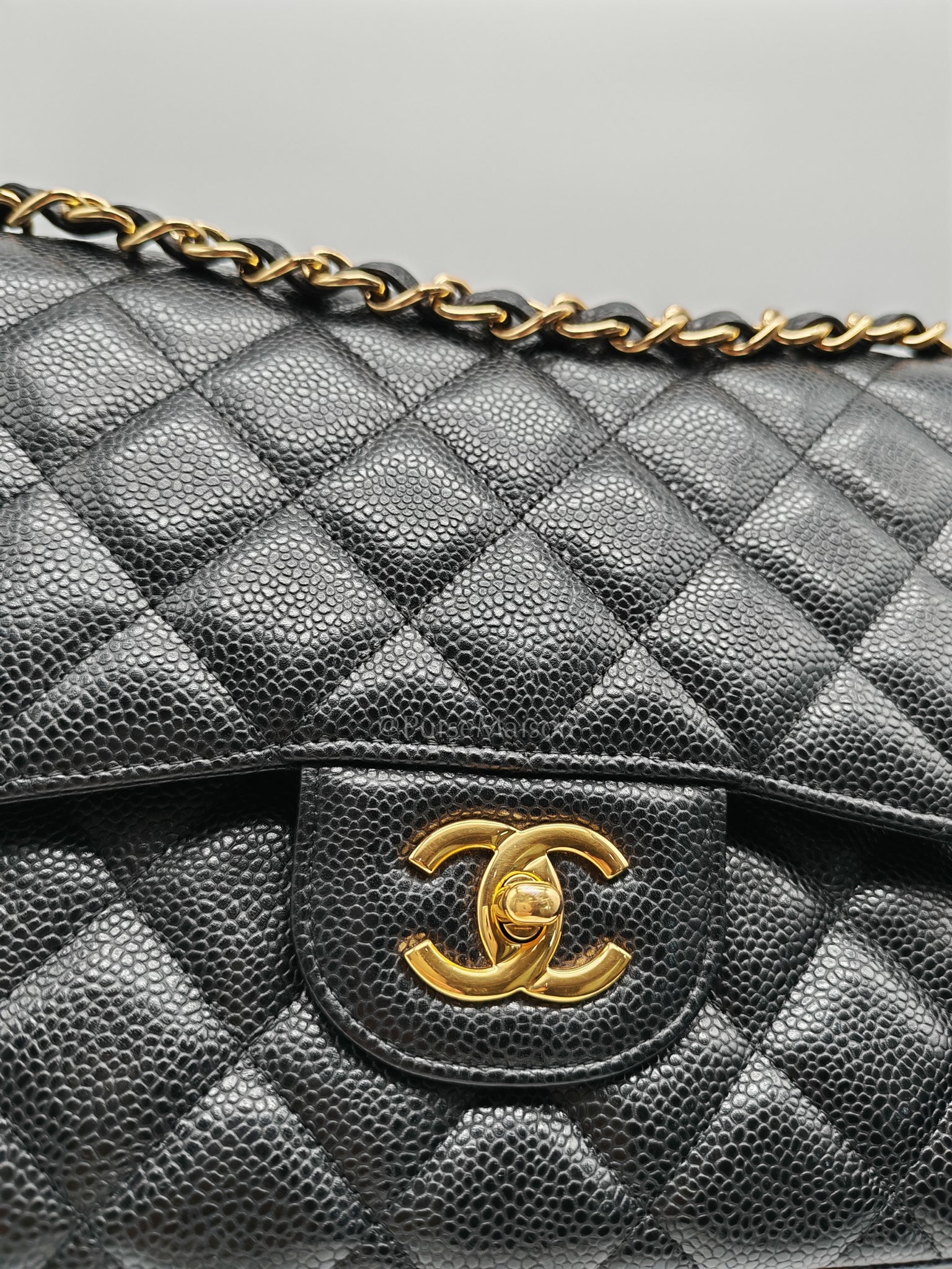 Classic Double Flap Jumbo In Black Caviar Leather and Gold Hardware Series 15