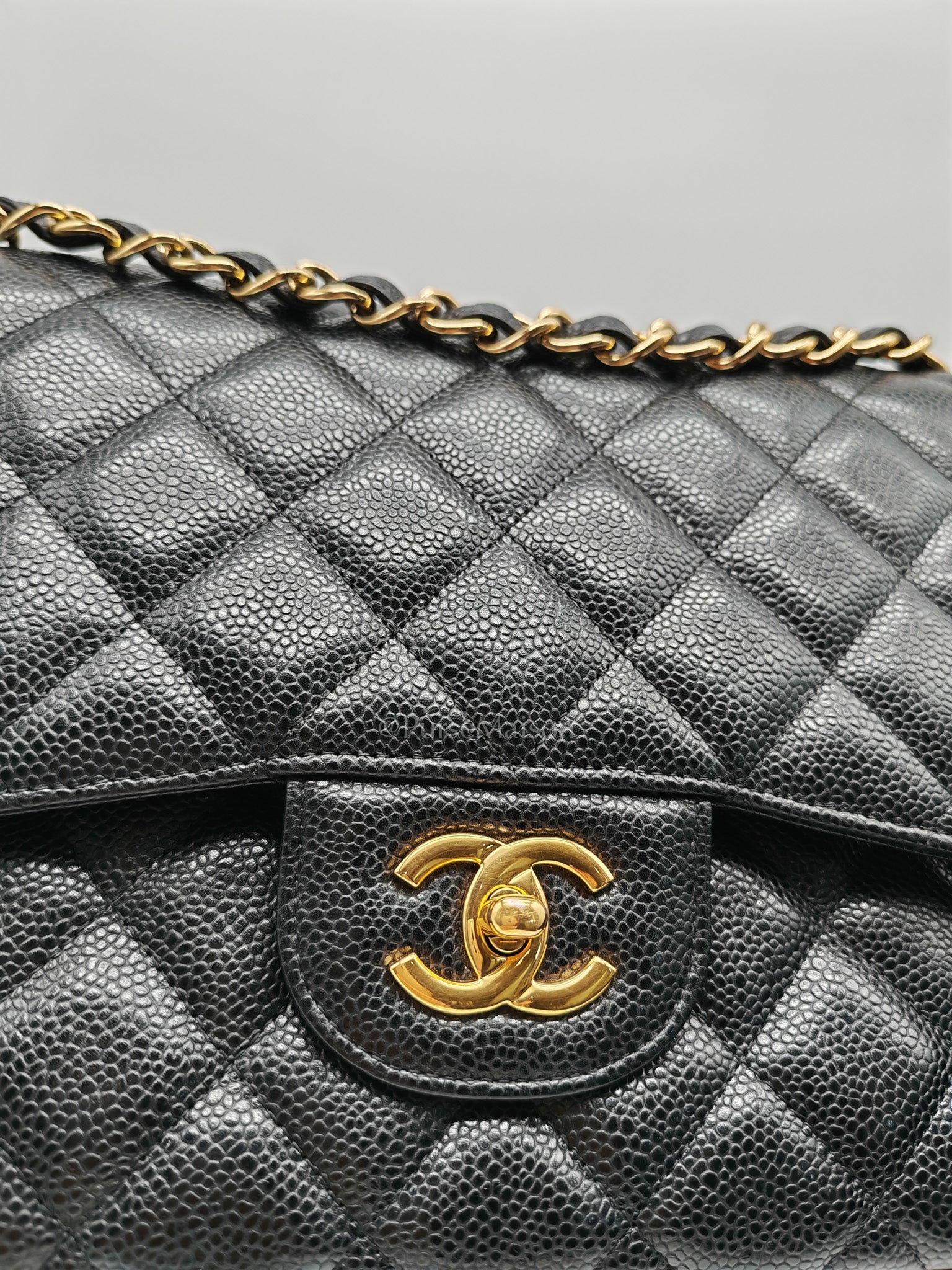 Classic Double Flap Jumbo In Black Caviar Leather and Gold Hardware Series 15