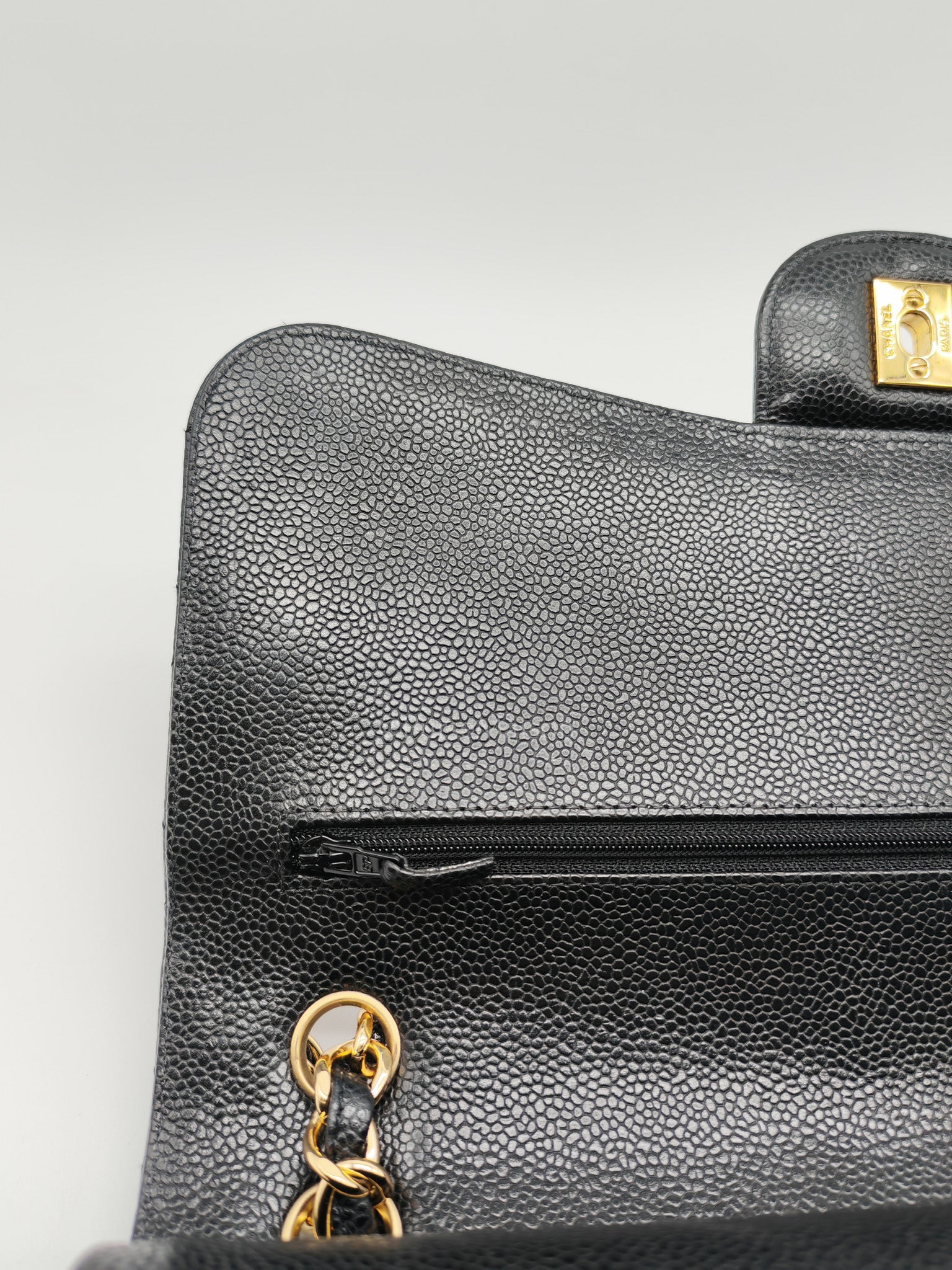 Classic Double Flap Jumbo In Black Caviar Leather and Gold Hardware Series 15