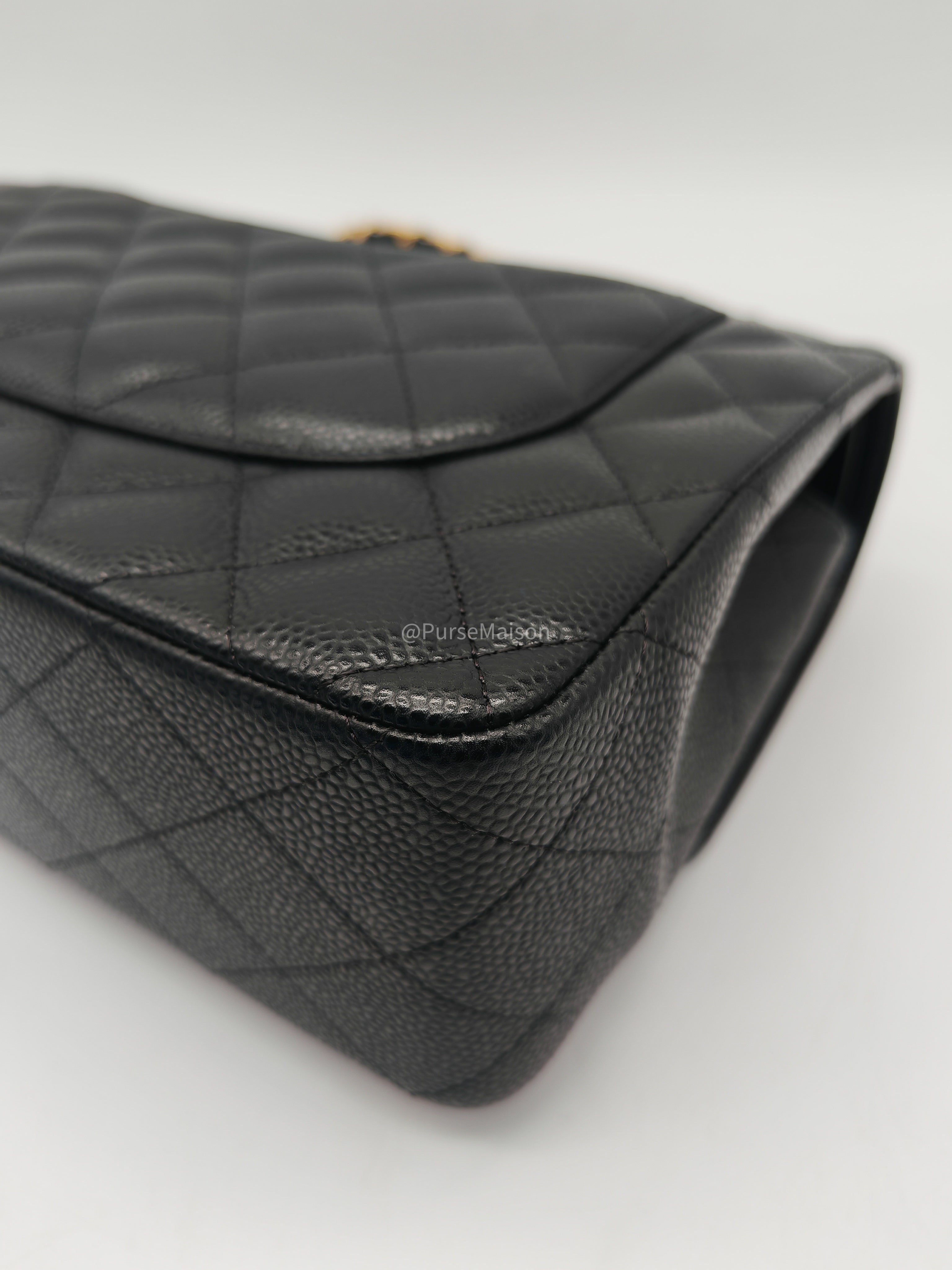 Chanel Classic Double Flap Jumbo in Black Caviar Leather Gold Hardware (Series 26)
