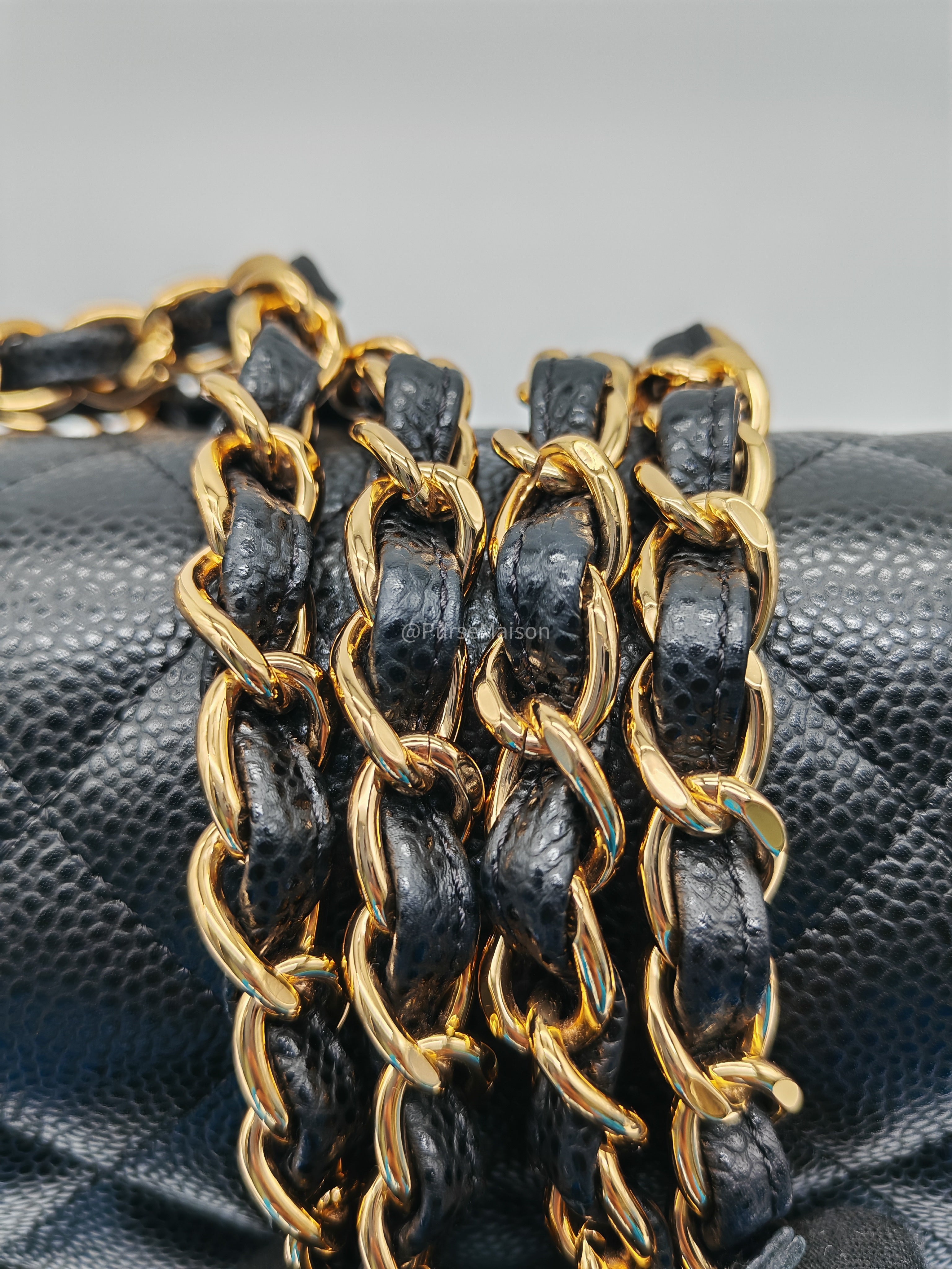 Chanel Classic Double Flap Jumbo in Black Caviar Leather Gold Hardware (Series 26)