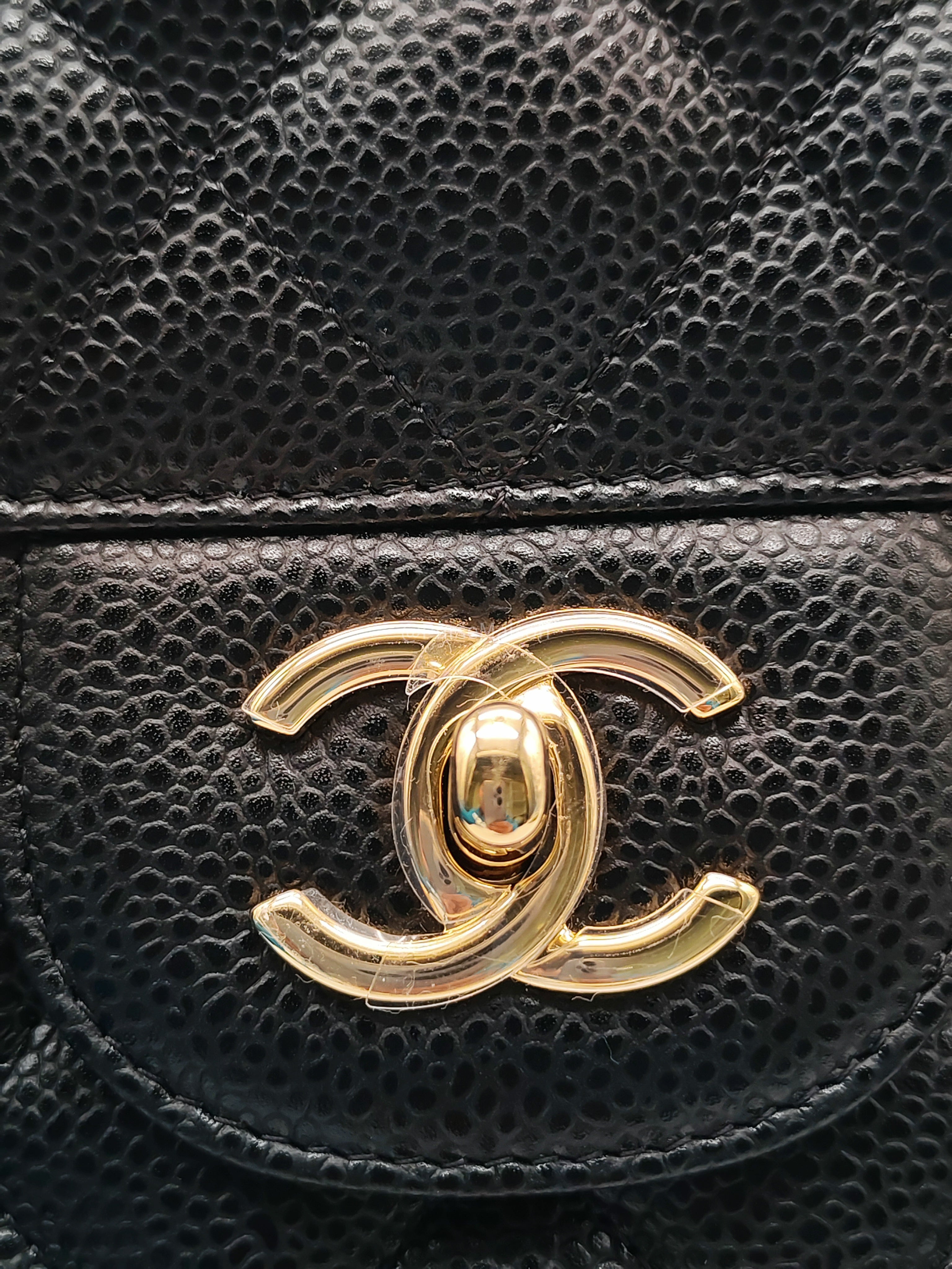 Chanel Classic Double Flap Jumbo in Black Caviar Leather Gold Hardware (Series 26)