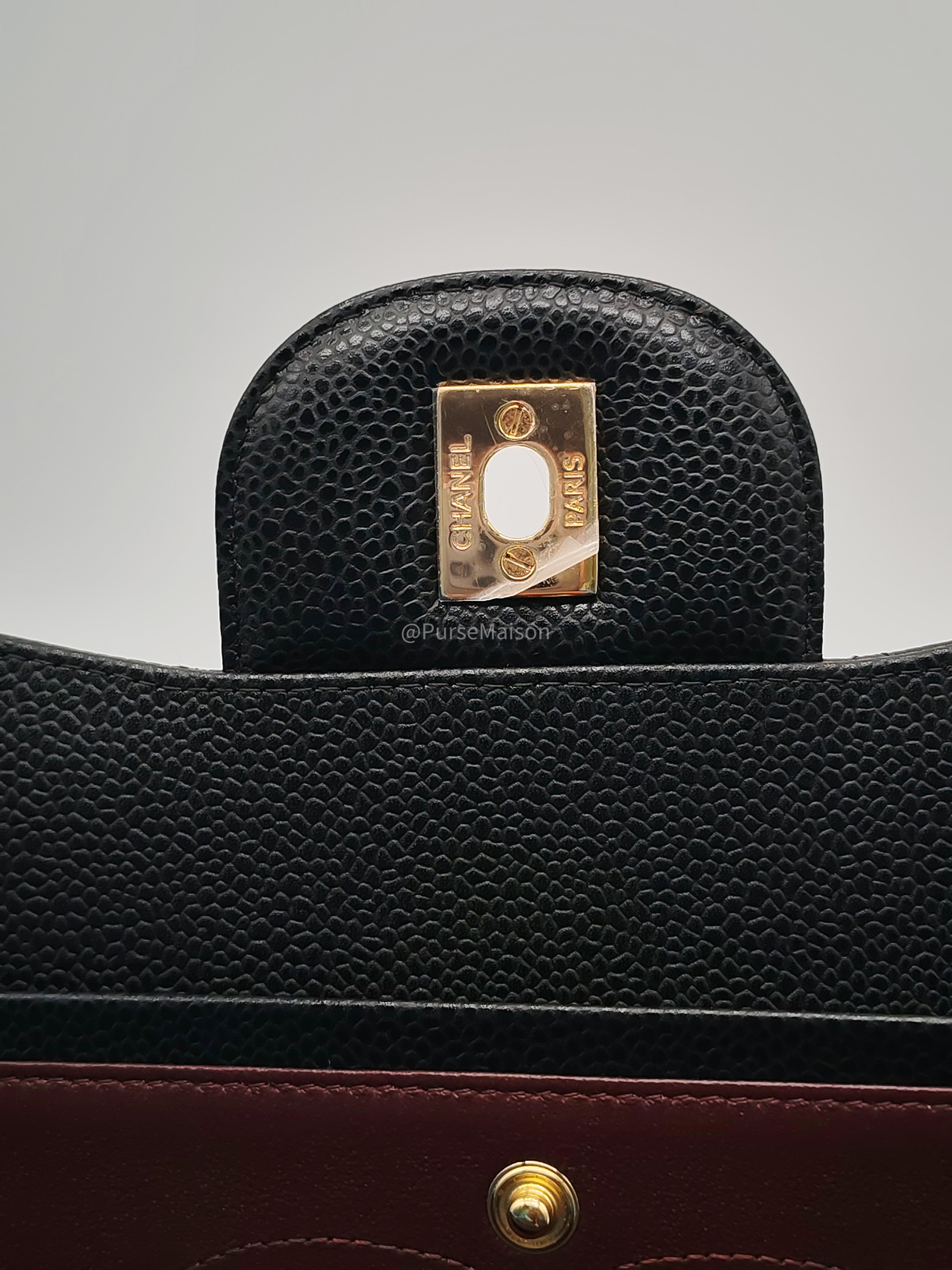 Chanel Classic Double Flap Jumbo in Black Caviar Leather Gold Hardware (Series 26)