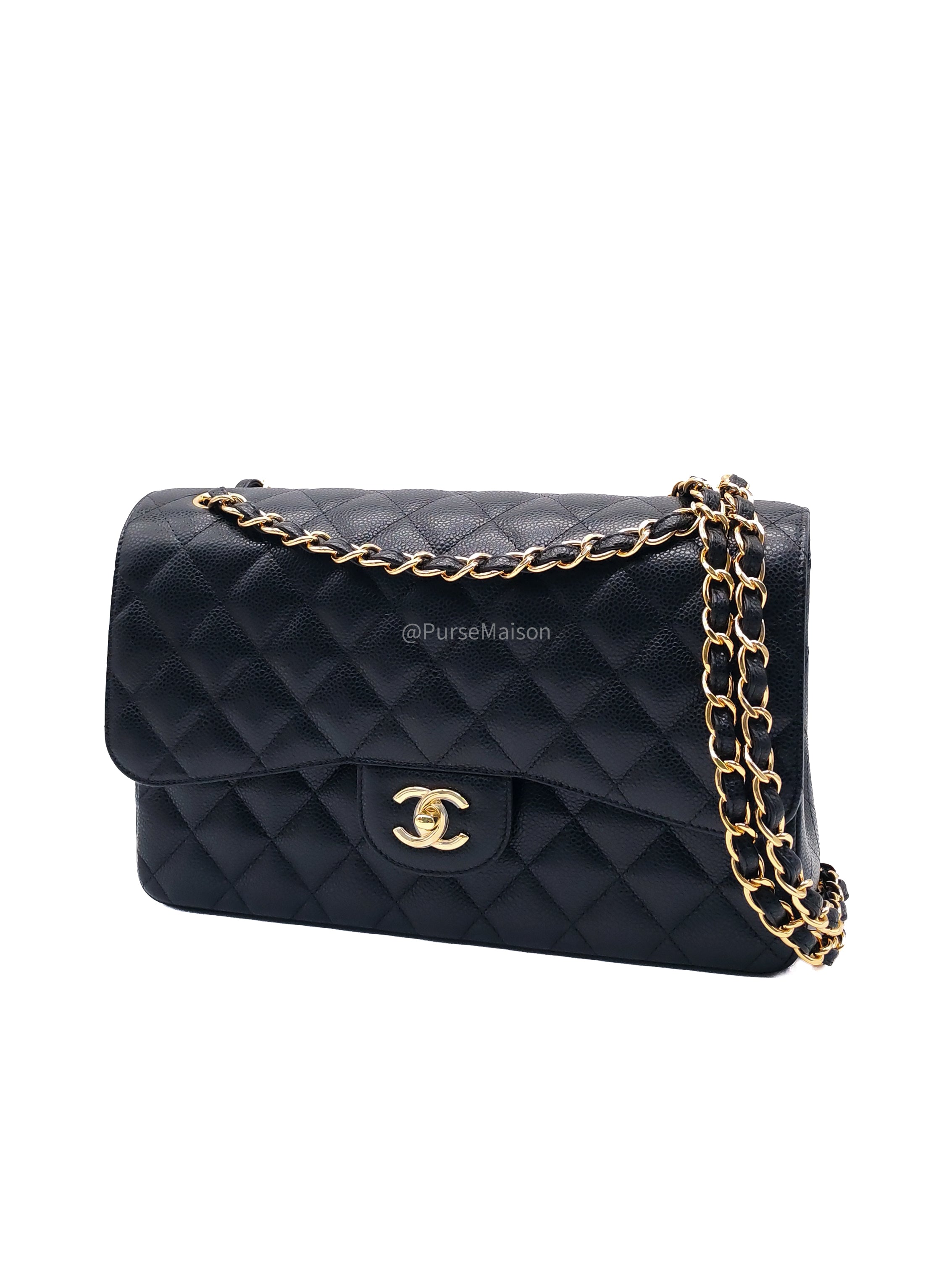 Chanel Classic Double Flap Jumbo in Black Caviar Leather Gold Hardware (Series 26)