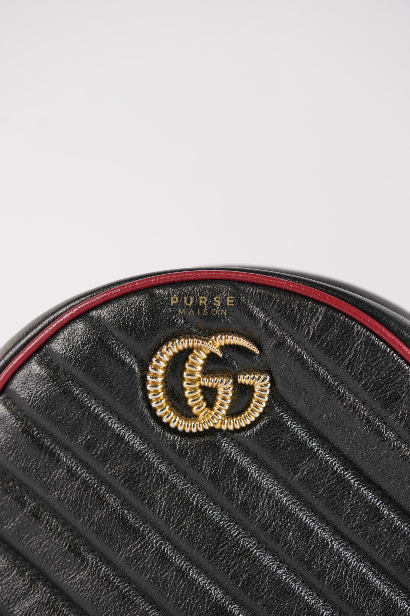 Marmont Black/Red Torchon Round Chain Bag | Purse Maison Luxury Bags Shop