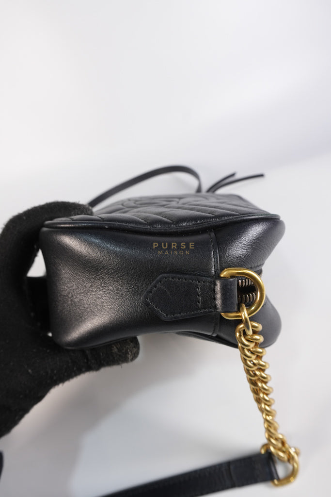Marmont Camera Bag in Black Matelasse Leather | Purse Maison Luxury Bags Shop