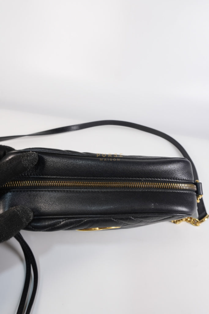 Marmont Camera Bag in Black Matelasse Leather | Purse Maison Luxury Bags Shop