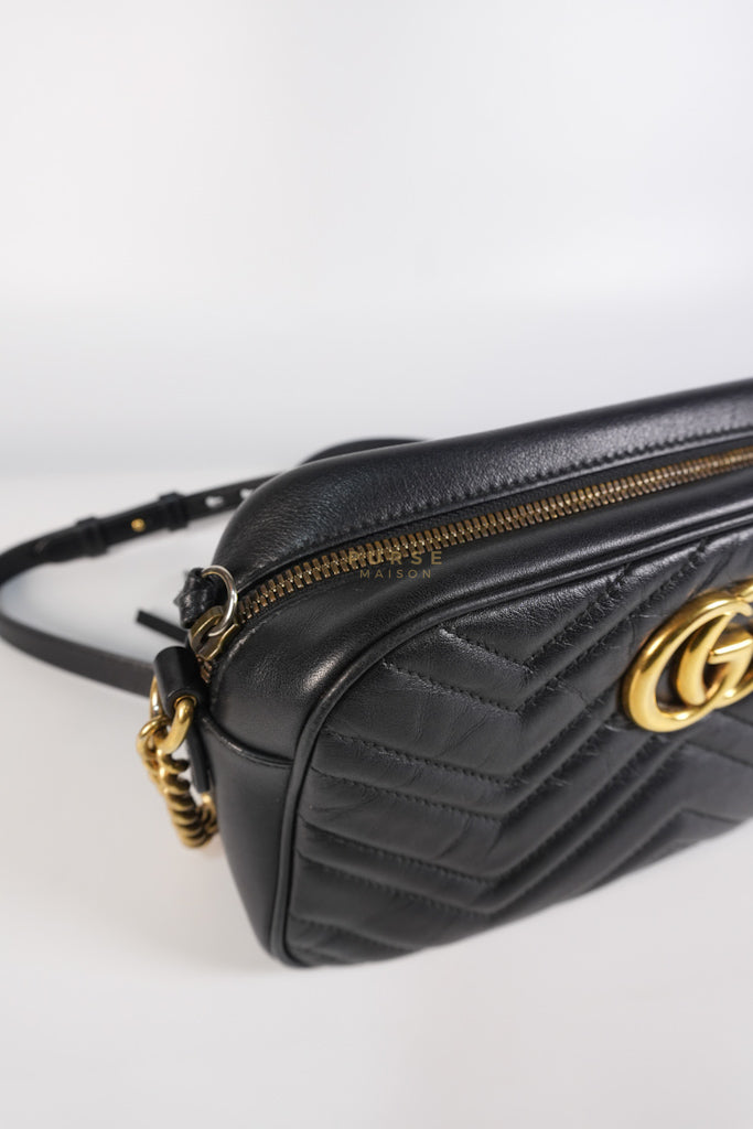 Marmont Camera Bag in Black Matelasse Leather | Purse Maison Luxury Bags Shop