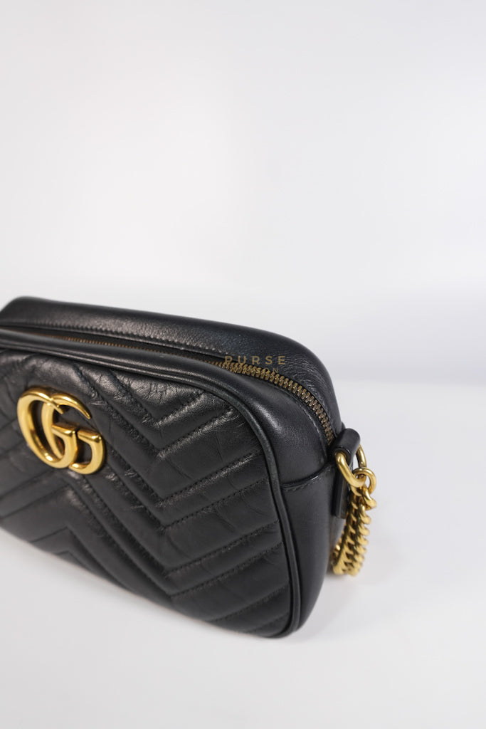 Marmont Camera Bag in Black Matelasse Leather | Purse Maison Luxury Bags Shop