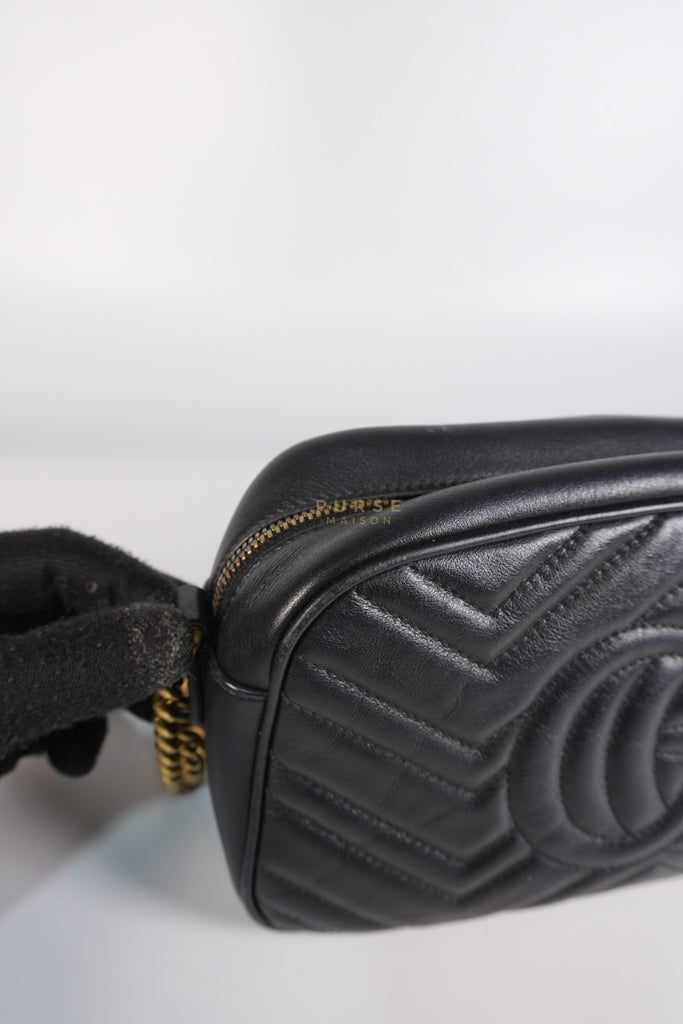 Marmont Camera Bag in Black Matelasse Leather | Purse Maison Luxury Bags Shop